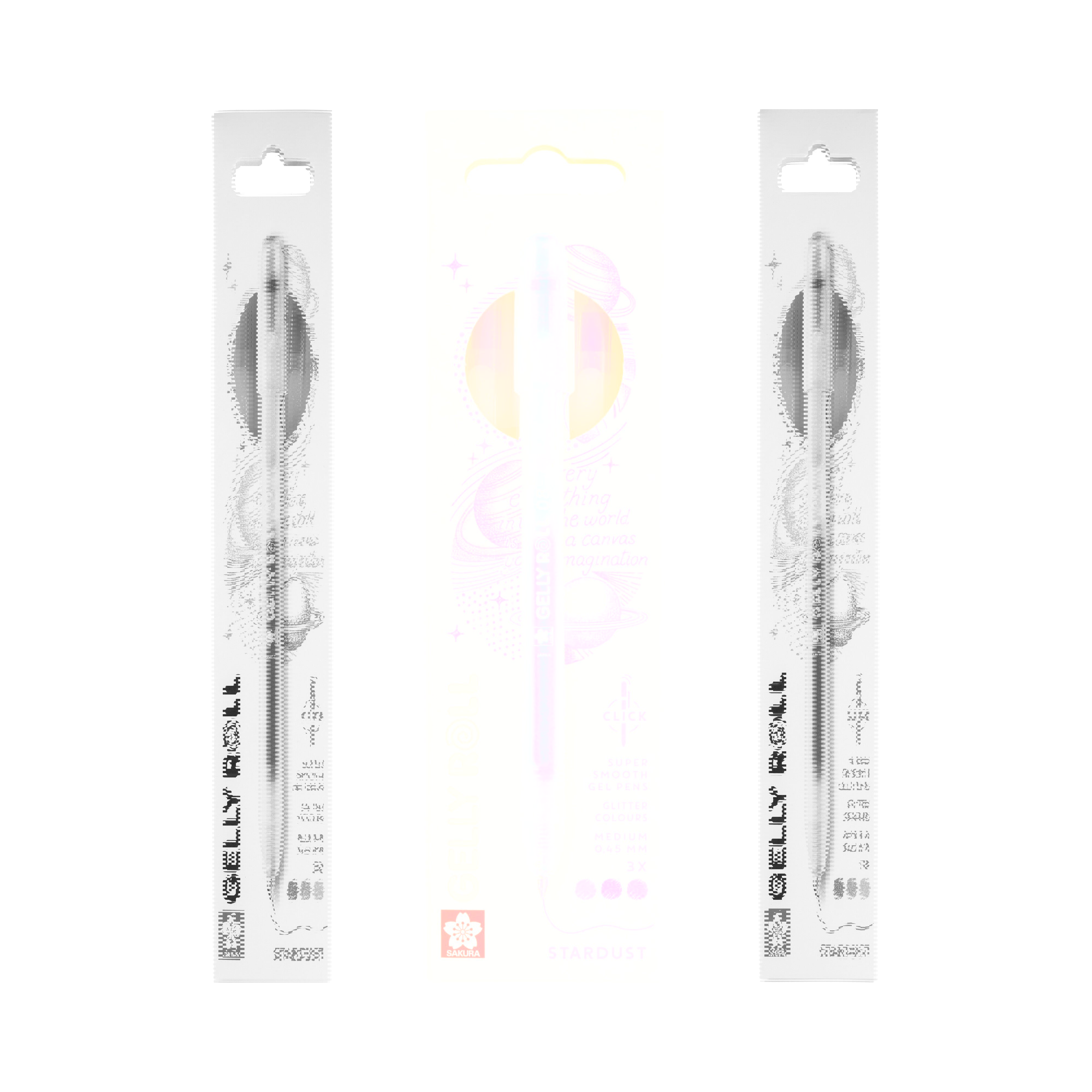 Sakura Gelly Roll Stardust Retractable Glitter Gel Pens, 3-Pack Pink-Rose-Purple 1 Set