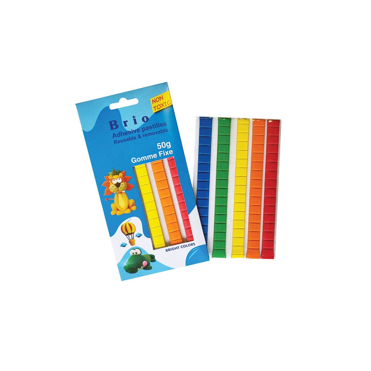 BRIO Tack-it 50g putty adh. 6 stripes bright color