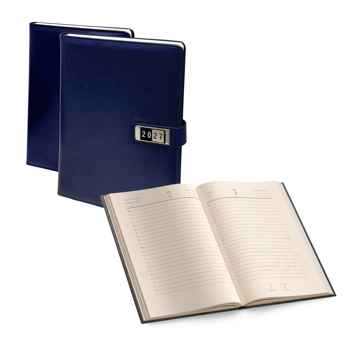 2027 Daily Diary PU Magnet Ivory P L/O DB A5
