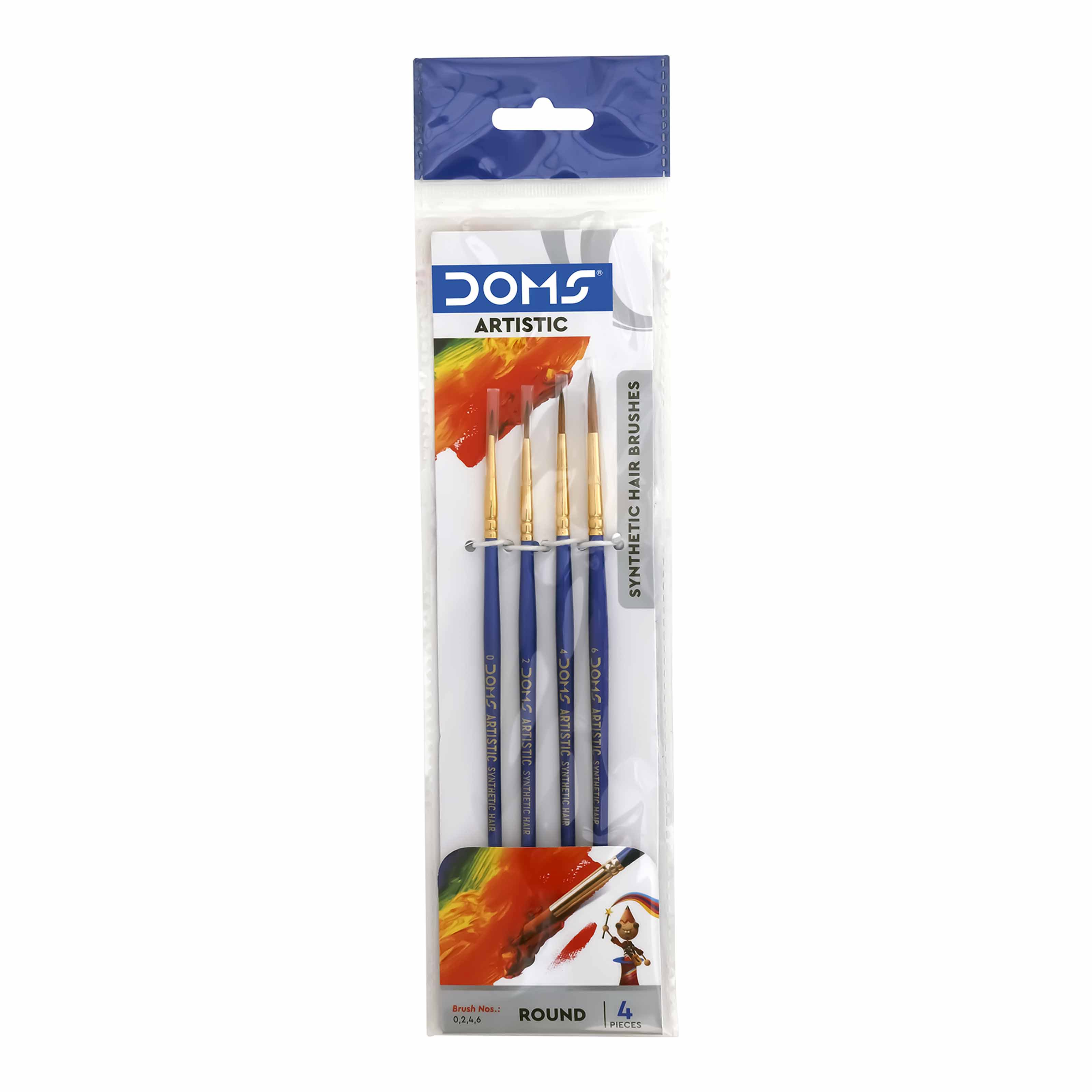 76605 DOMS Artistic Brushes Round 4pcs ( 0,2,4,6 )