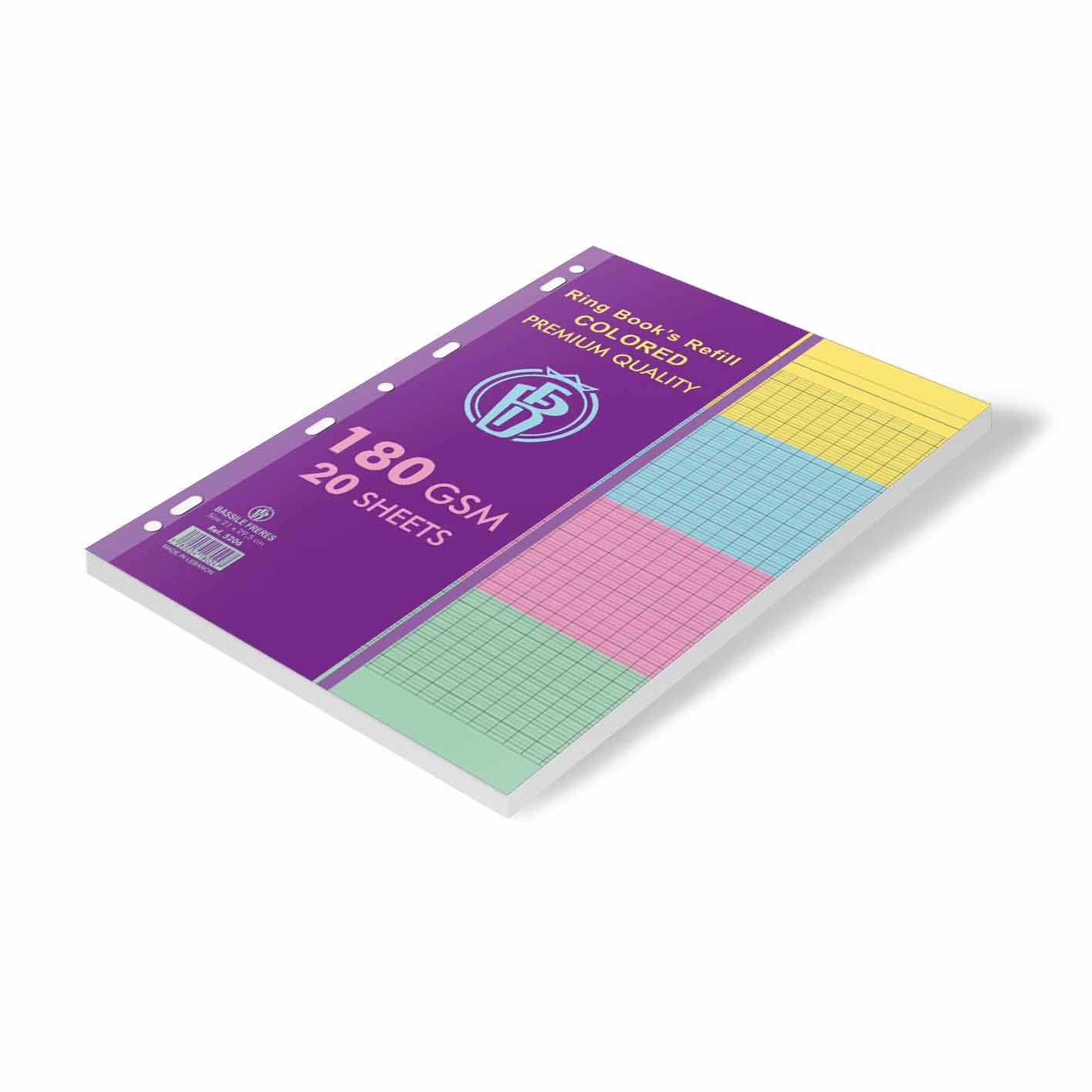 Ringbook Refill Bristol 180g Sey 20sh A4 4colors