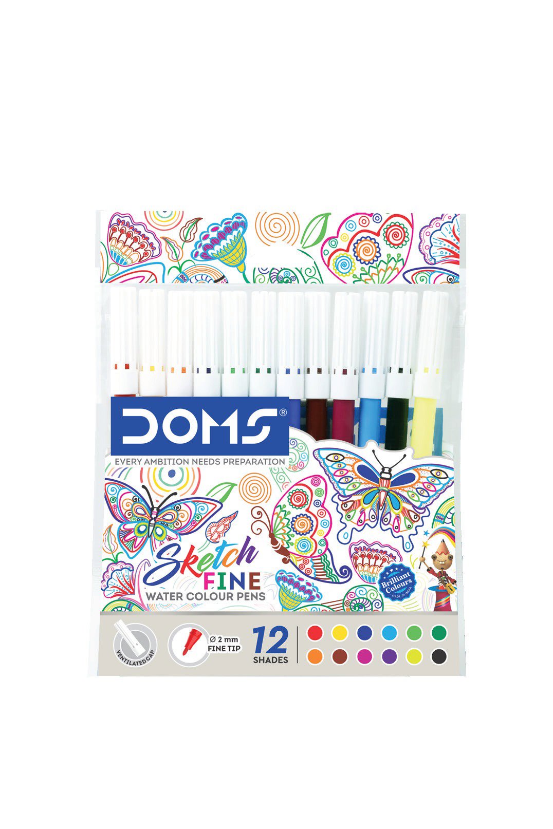 DOMS Sketch Fine Water Colour Pens 12 shades