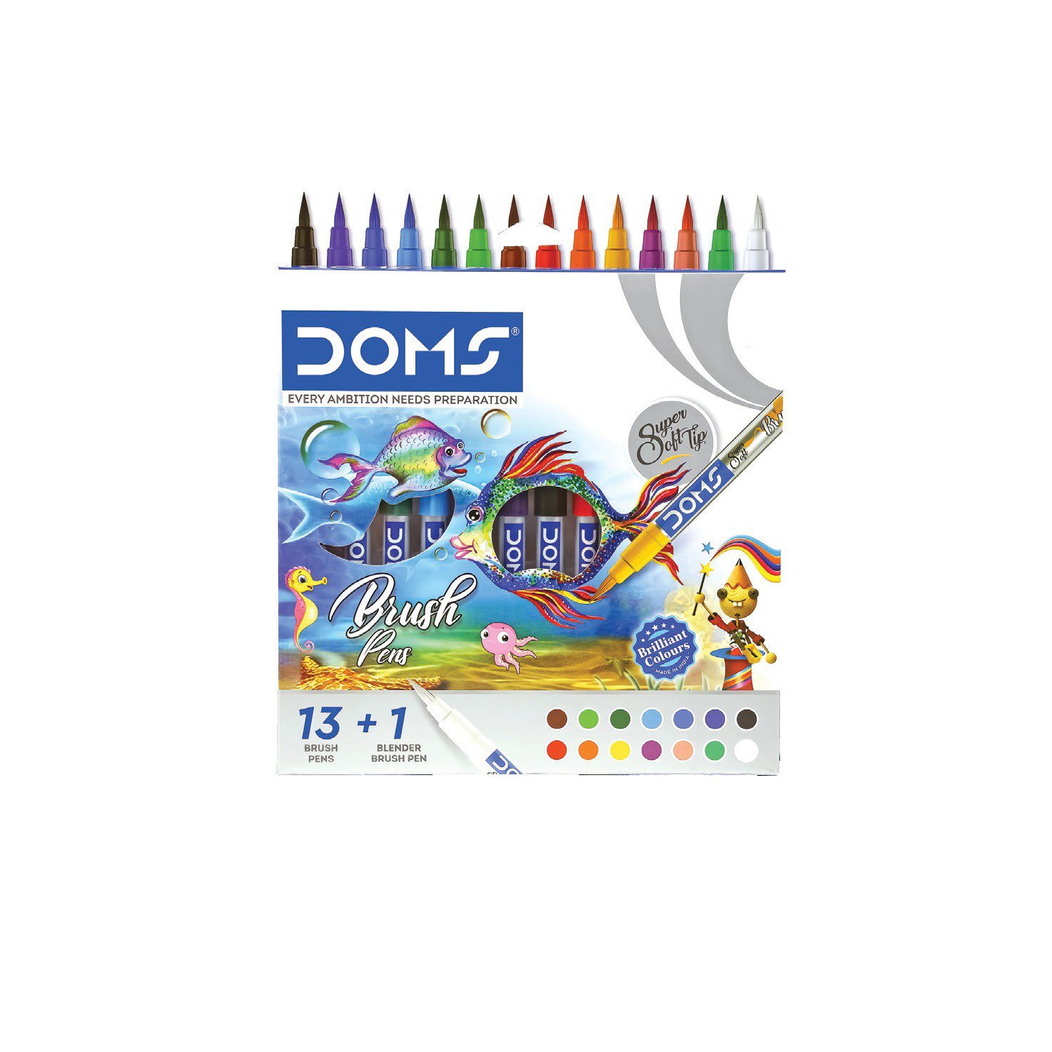 DOMS Brush Pen PASTEL 14 colors in display
