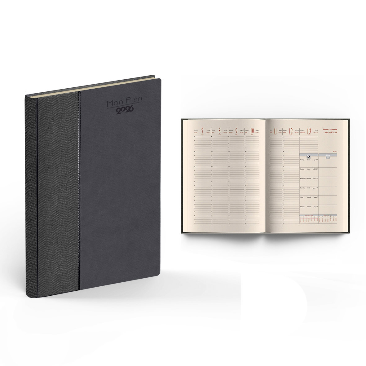 2026 Weekly Diary PU Padded Cov L/O- 21 x 26 cm