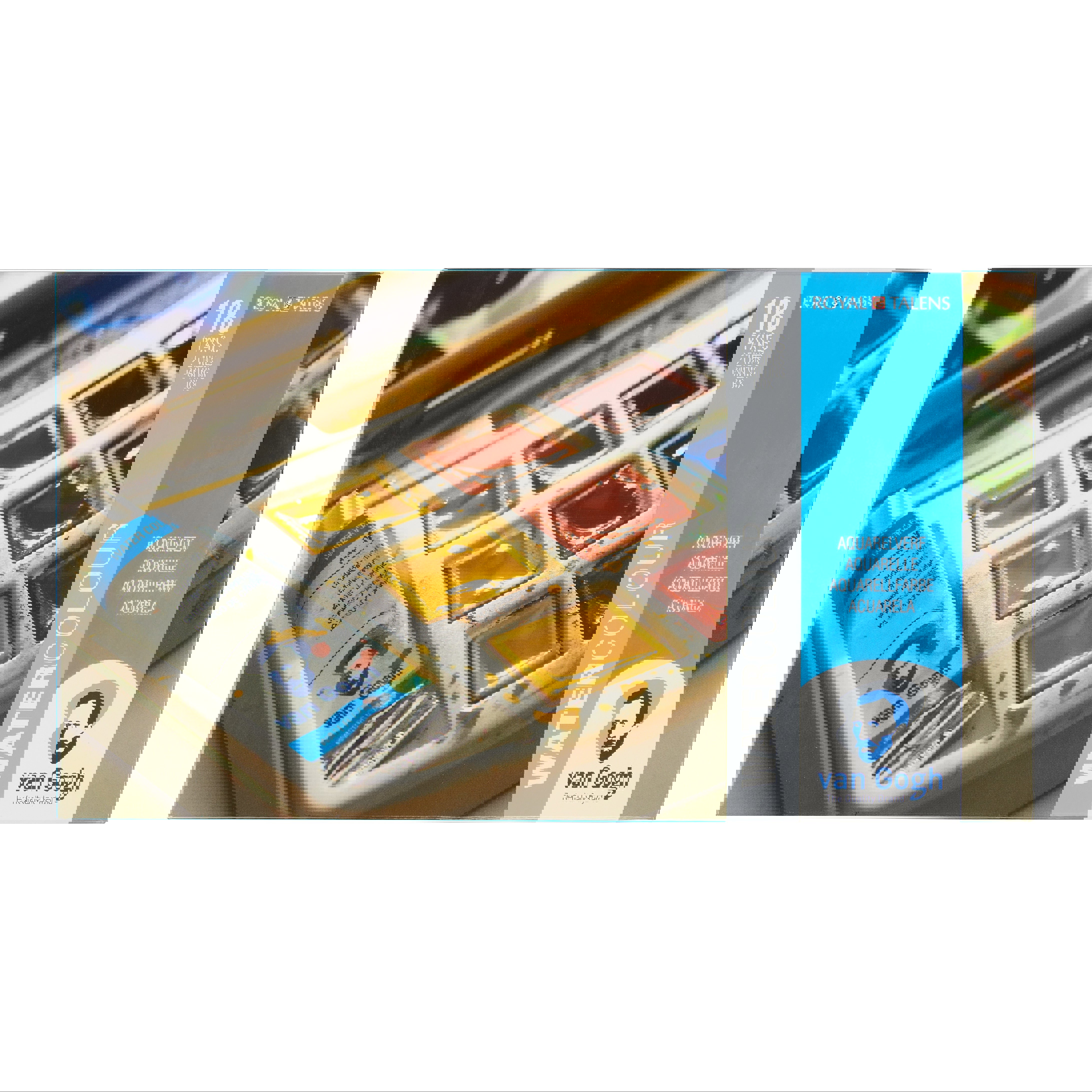 Van Gogh Watercolour plastic case set | 18 half pans + 2 x 10 ml tubes Multicolour