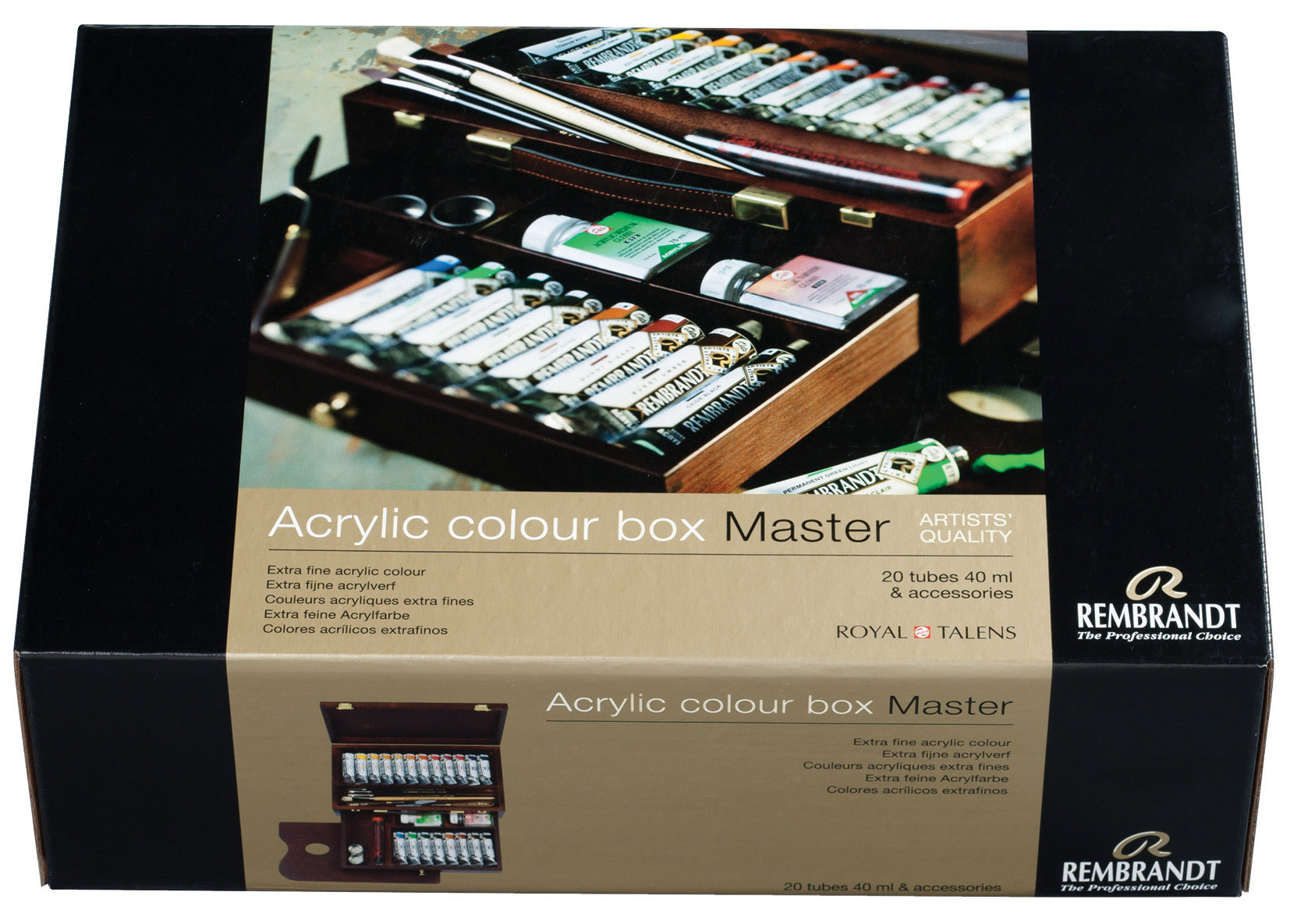 Rembrandt Acrylic colour wooden box set Master | 20 x 40 ml + accessories 20x40 ml