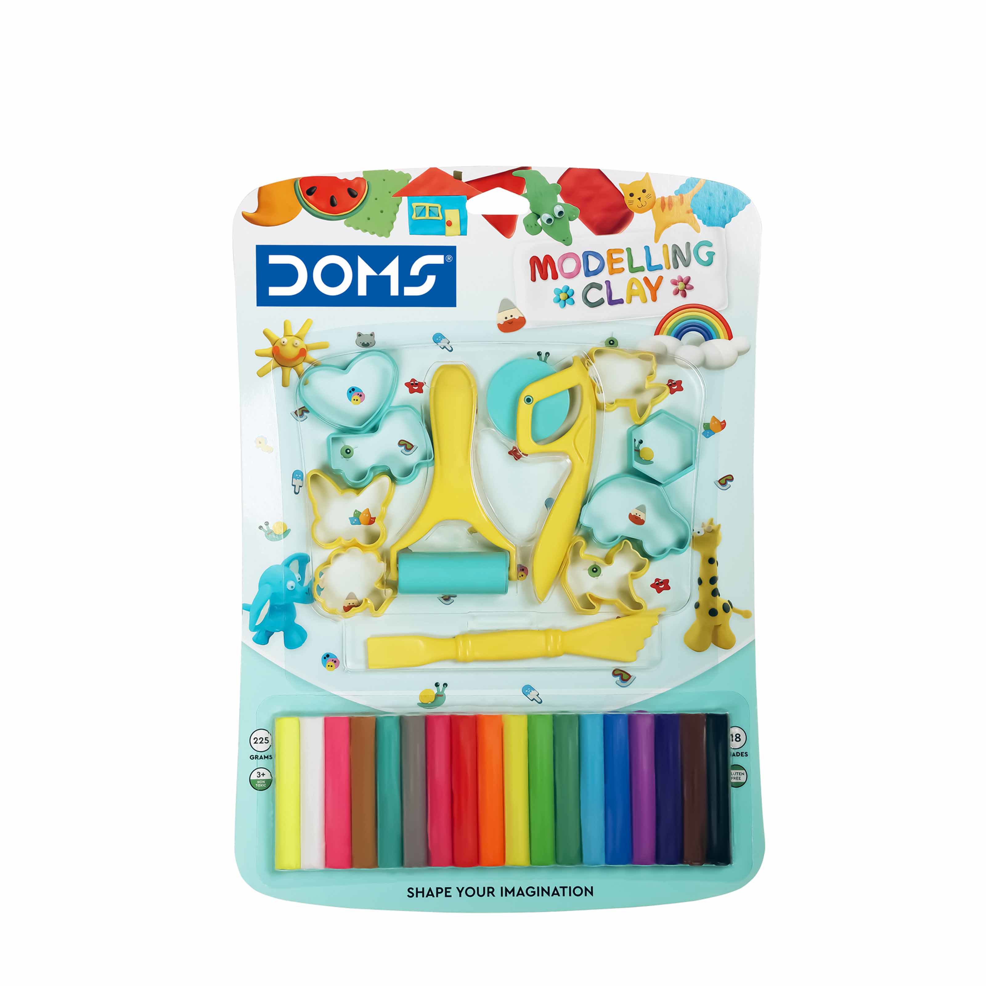 DOMS Modelling Clay 18Shade 225g +8Toys+1Spatula+1