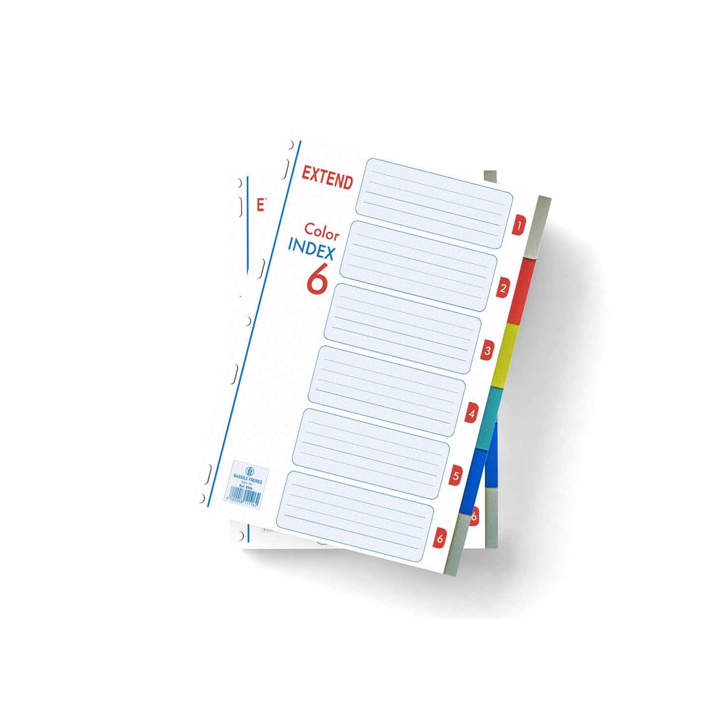 EXTEND Separators PP 6 parts A4 Colored