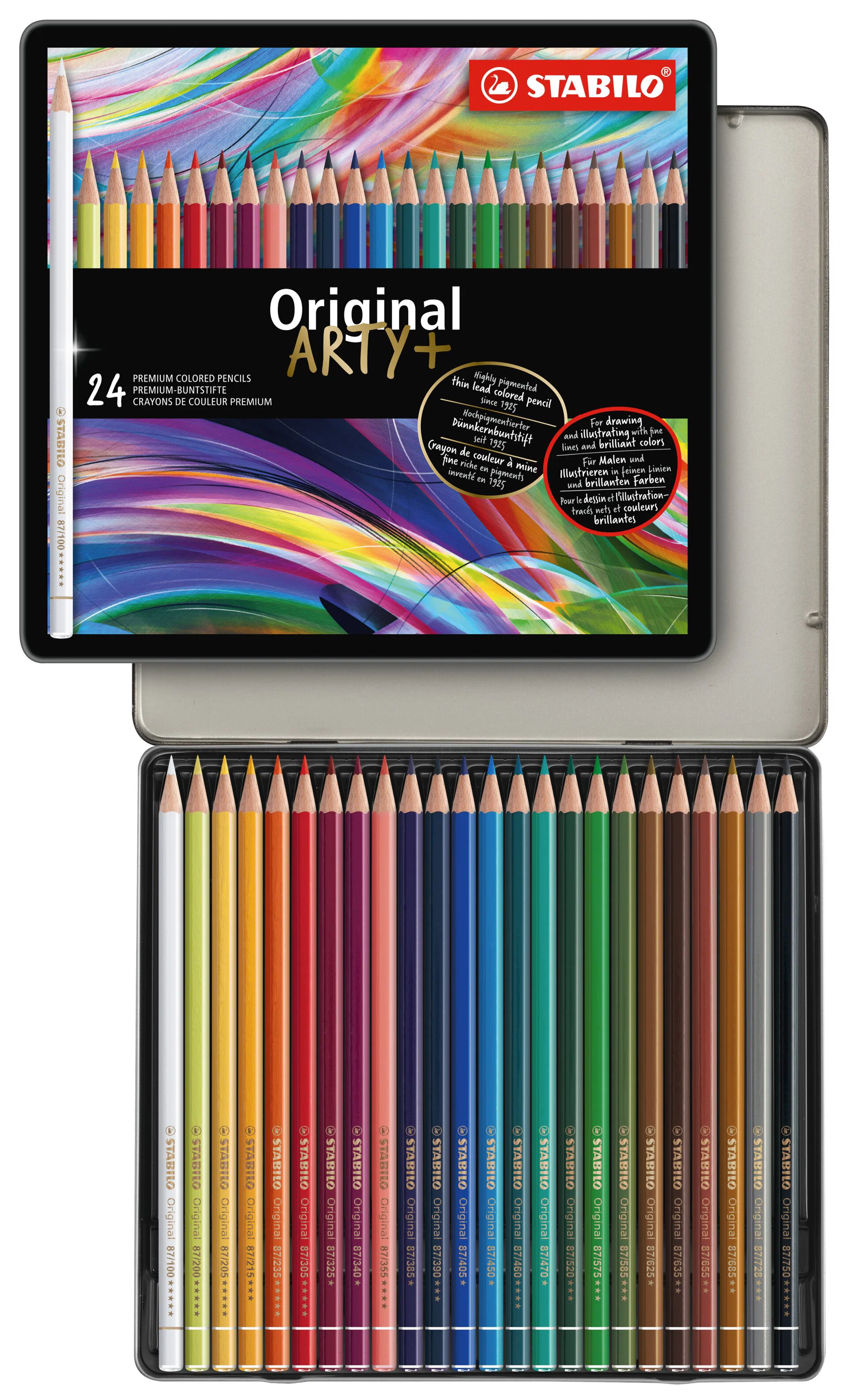 Original ARTY+ Metal Box Pastel Pencils 24 Pieces Thumbnail