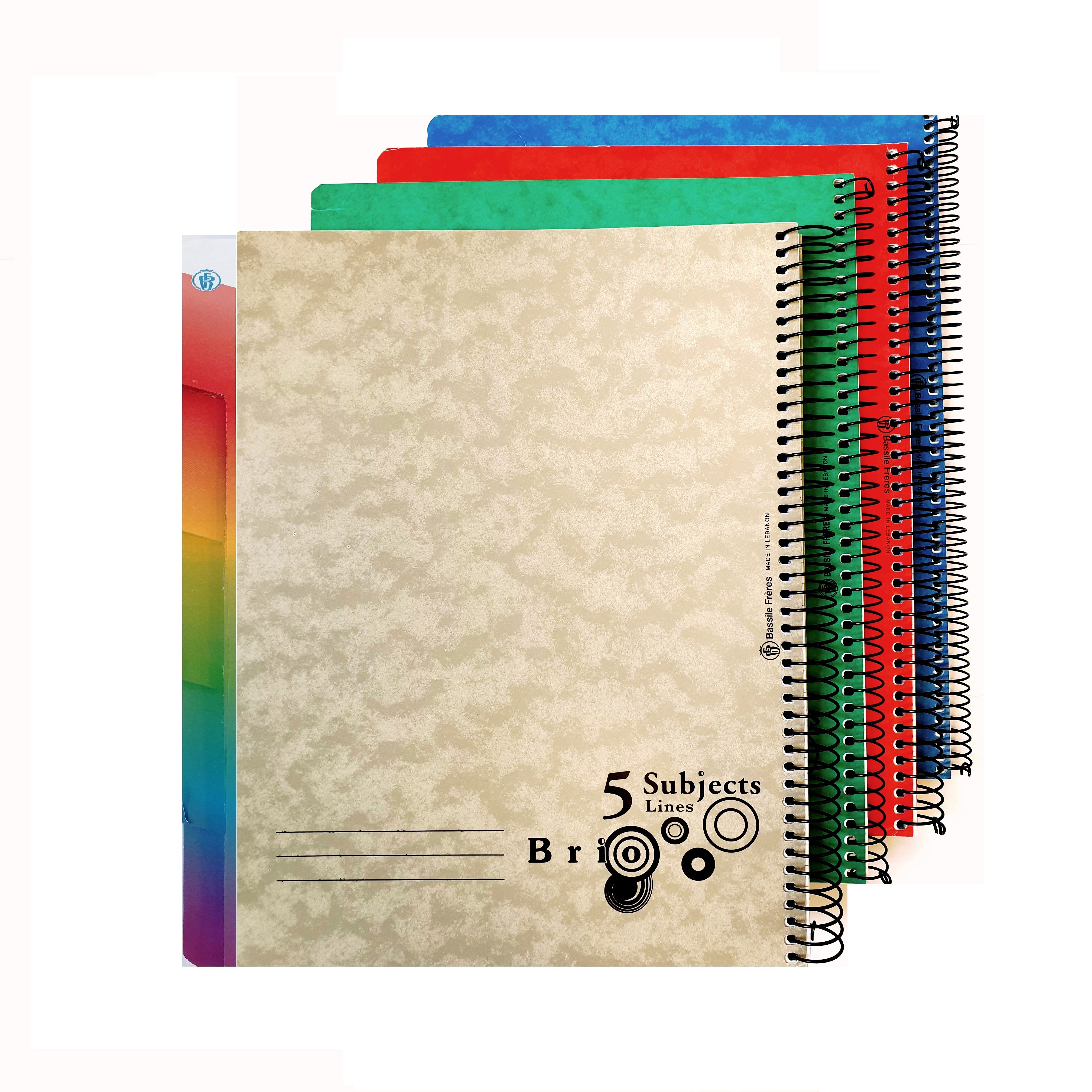 BRIO 5Sub Inv Cov Spiral 60g Lin 96sh R/O A4