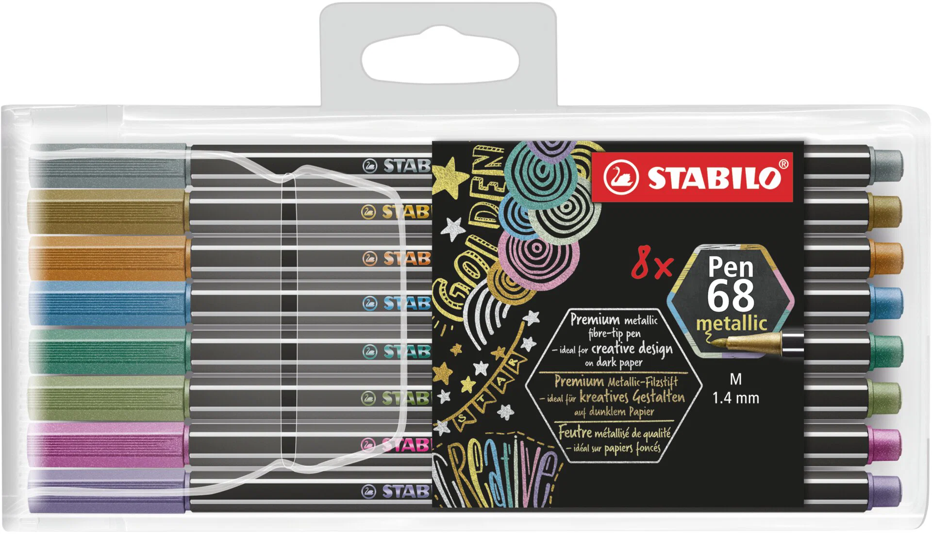 Stabilo Pen 68 Metallic Plastic Wallet 8 Pieces Thumbnail