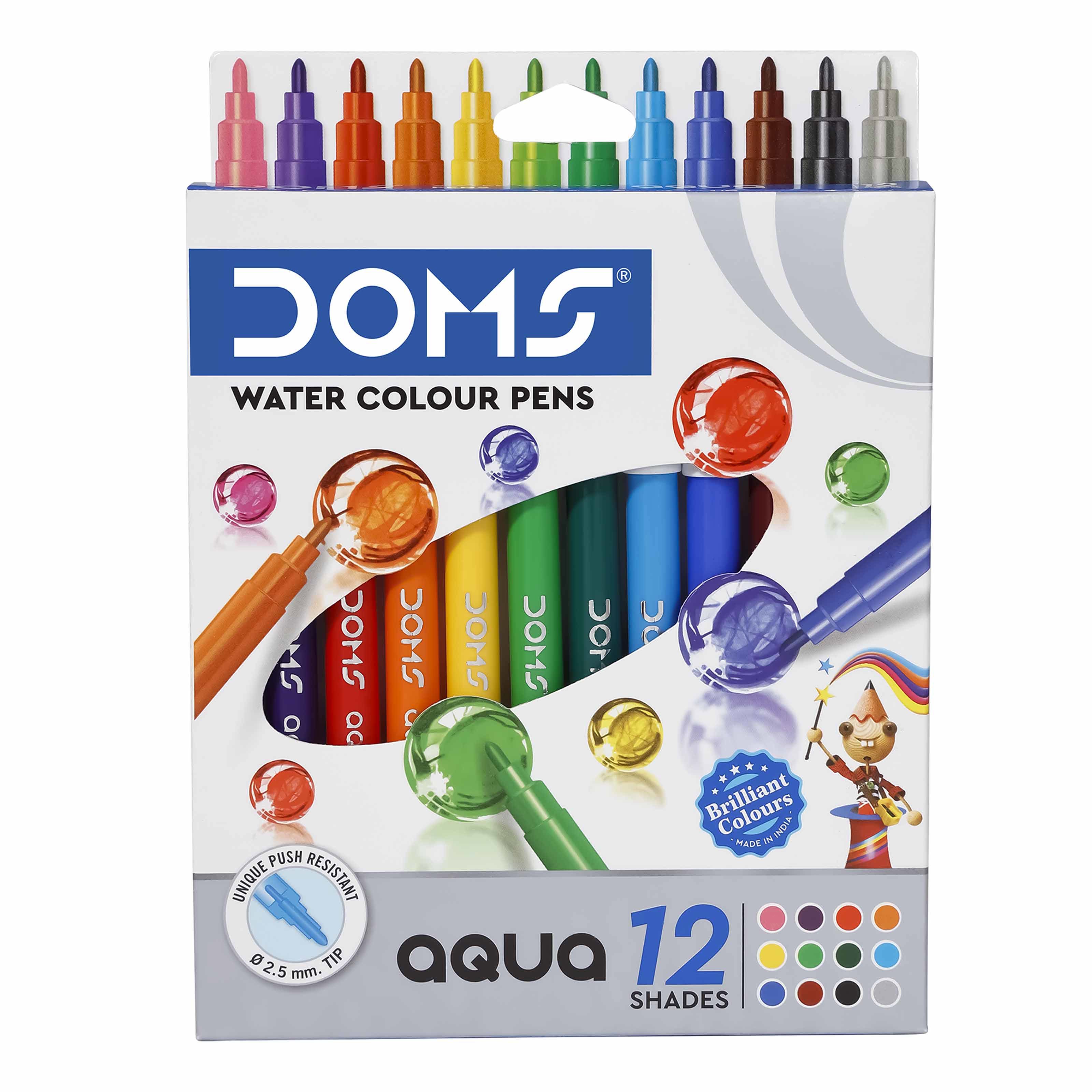 DOMS Aqua Water Colour Pens  12shades