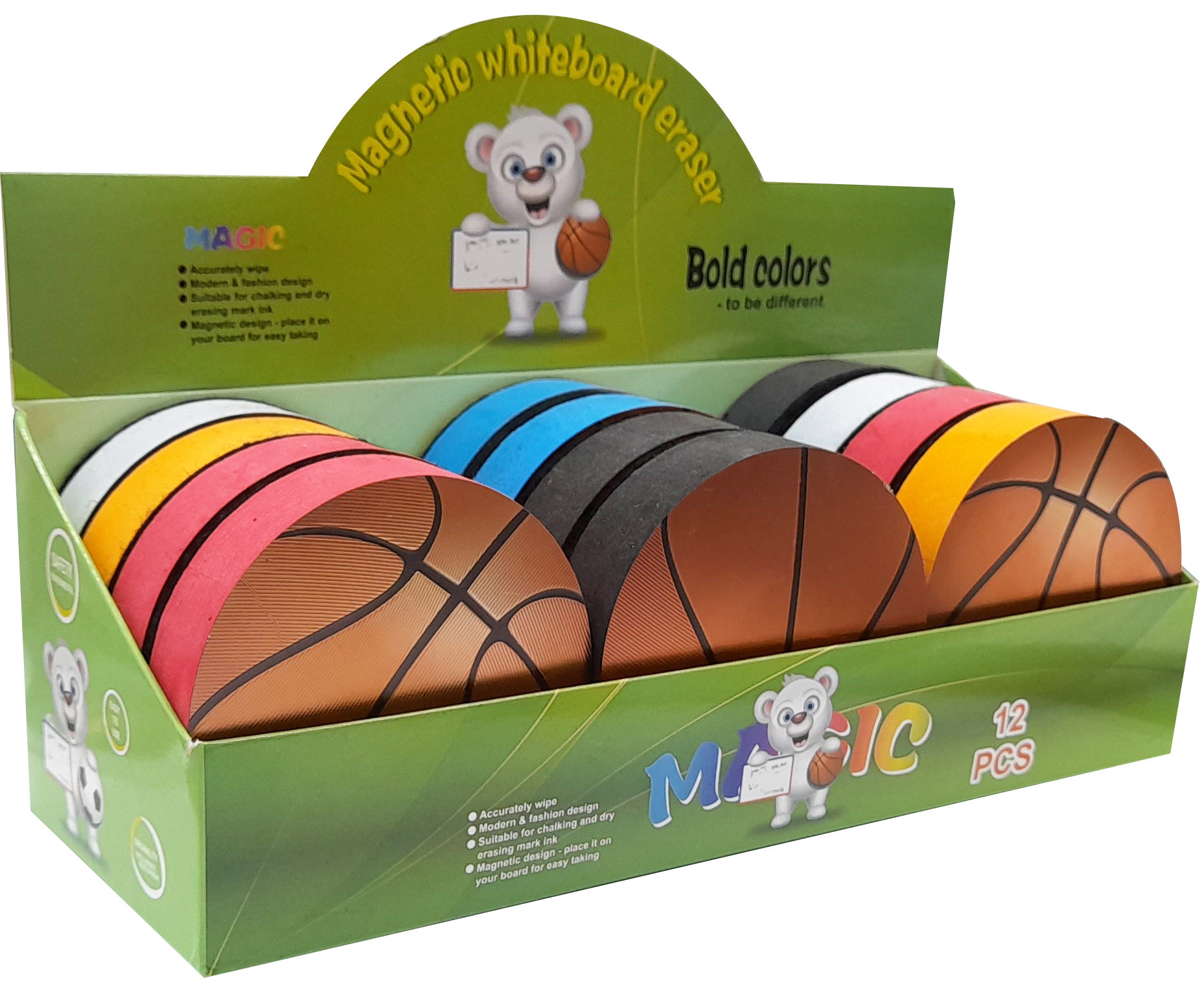 Magnetic white board Eraser BASKETBALL shape in di
