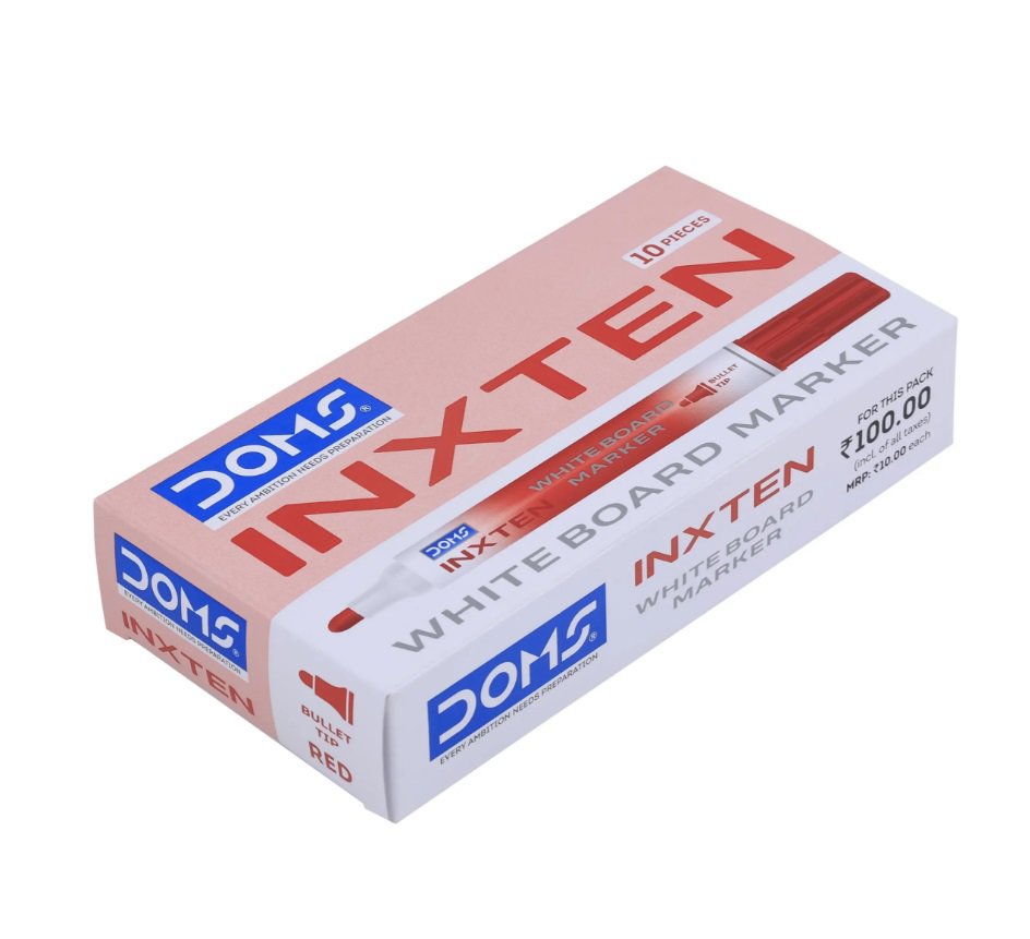 DOMS INXTEN Board Marker bullet tip Red