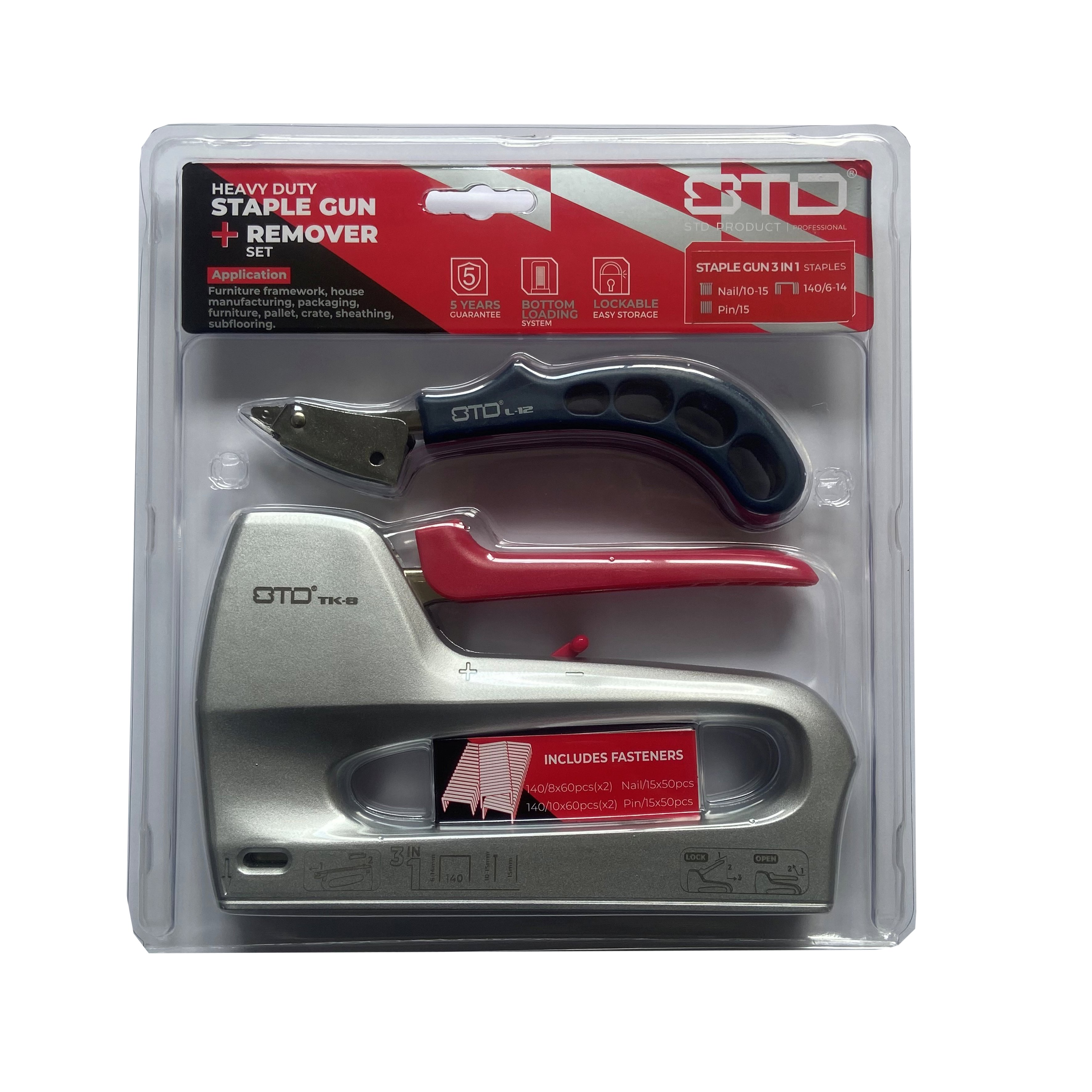 Power Tacker TK-8+Stap.RemoverL-12+Staples Blister