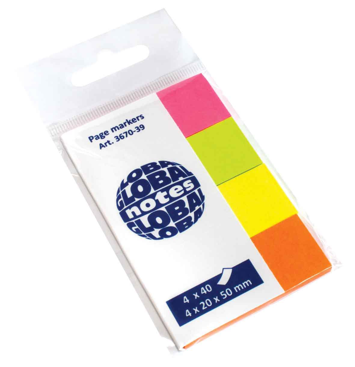 Global Notes Page Marker paper 40sh 20x50mmx4c