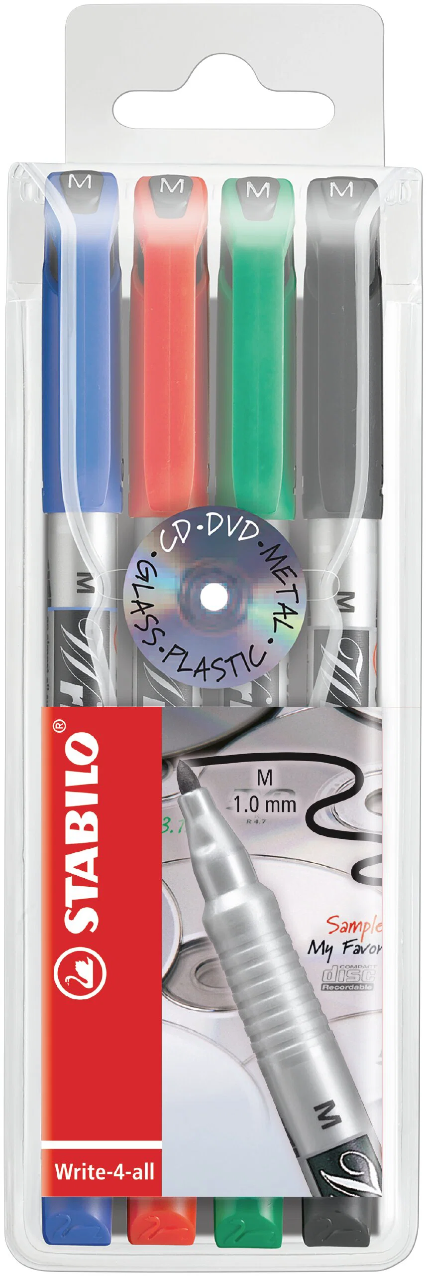 STABILO Write-4-all Permanent Marker medium (M), assorted wallet of 4 Thumbnail