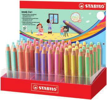 880/48-4 WOODY Pastel 3in1 48pcs Display