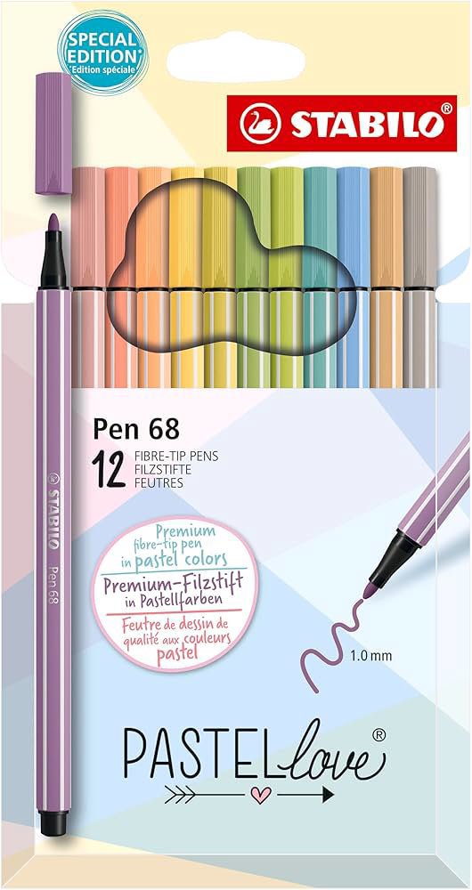 Stabilo Pen 68 Pastellove Wallet 12 Pieces Thumbnail