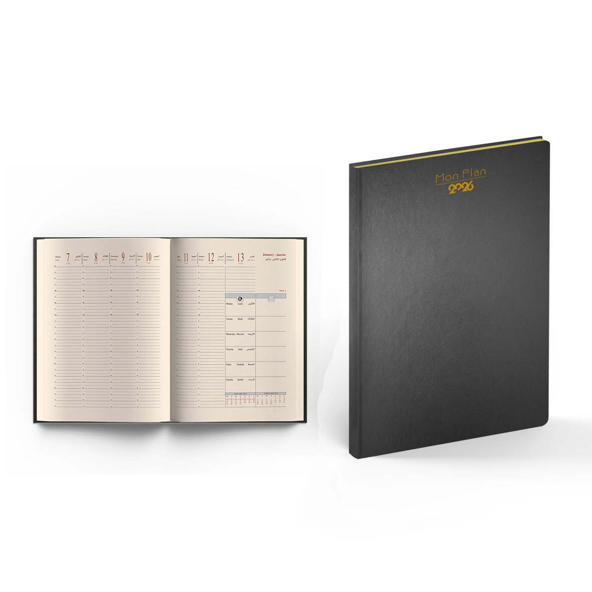 2026 Weekly Diary Padded Cover Gilded L/O 21x26 cm