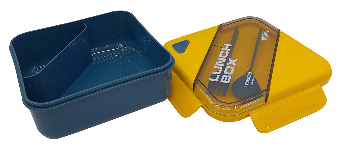 Lunch Box YAKADA Plastic 1000ml 17x17x7cm 3colors