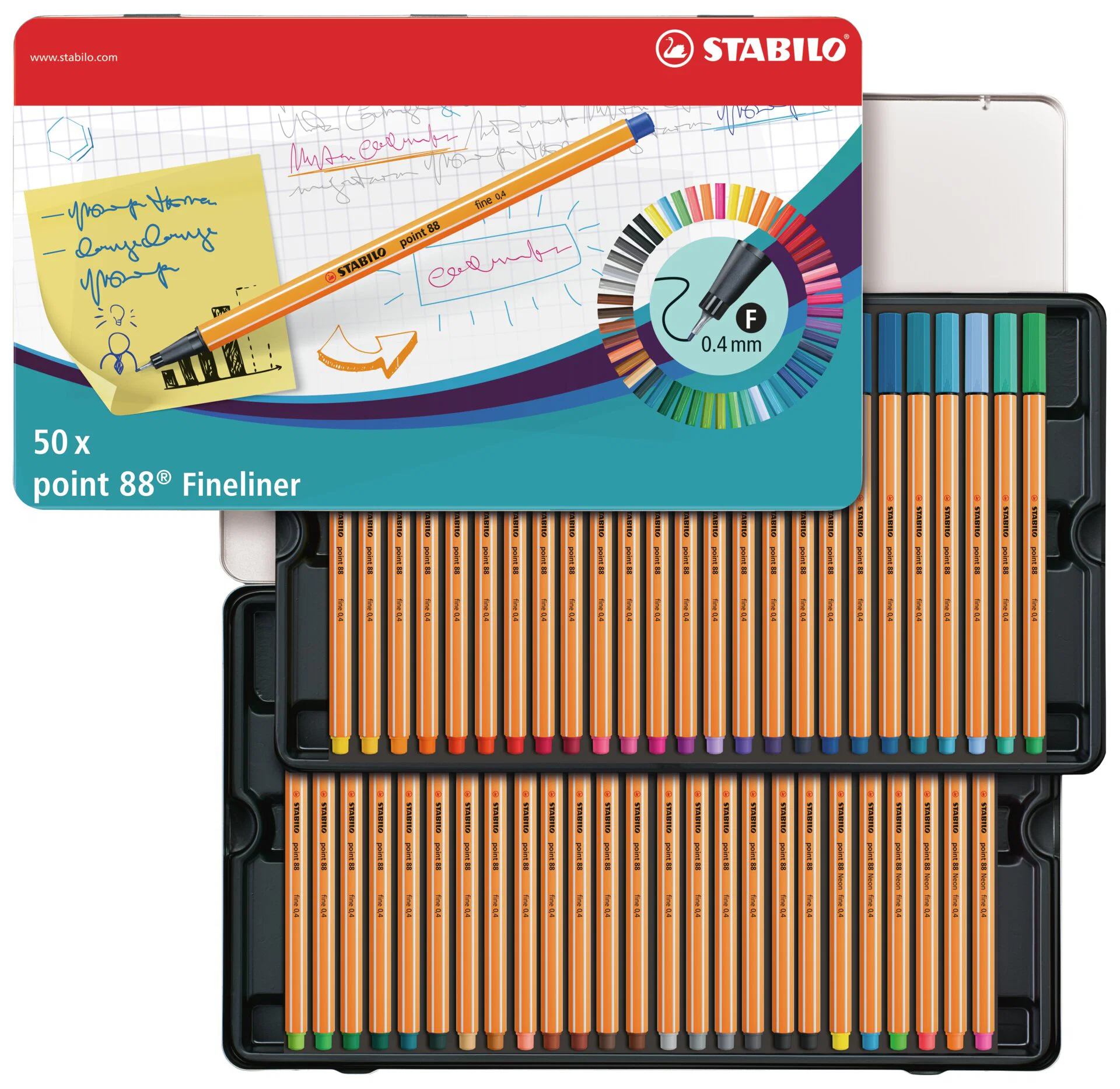 Stabilo Point 88 Metal Box 50 Pieces Thumbnail