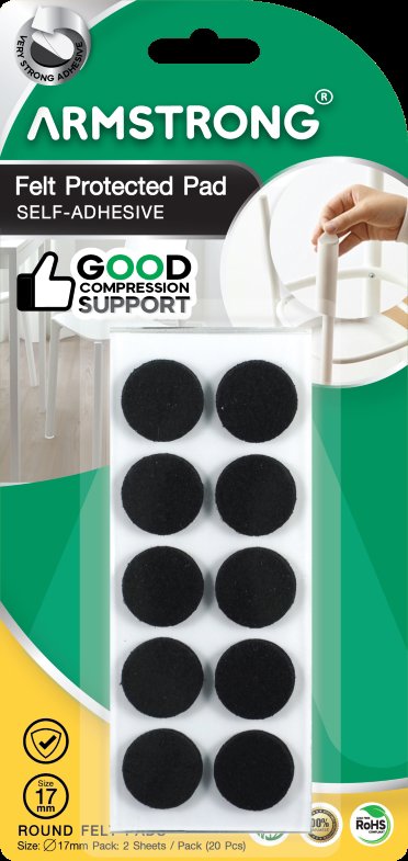 Felt protected Pad 2sheets x20Pcs Round 17mm,Black