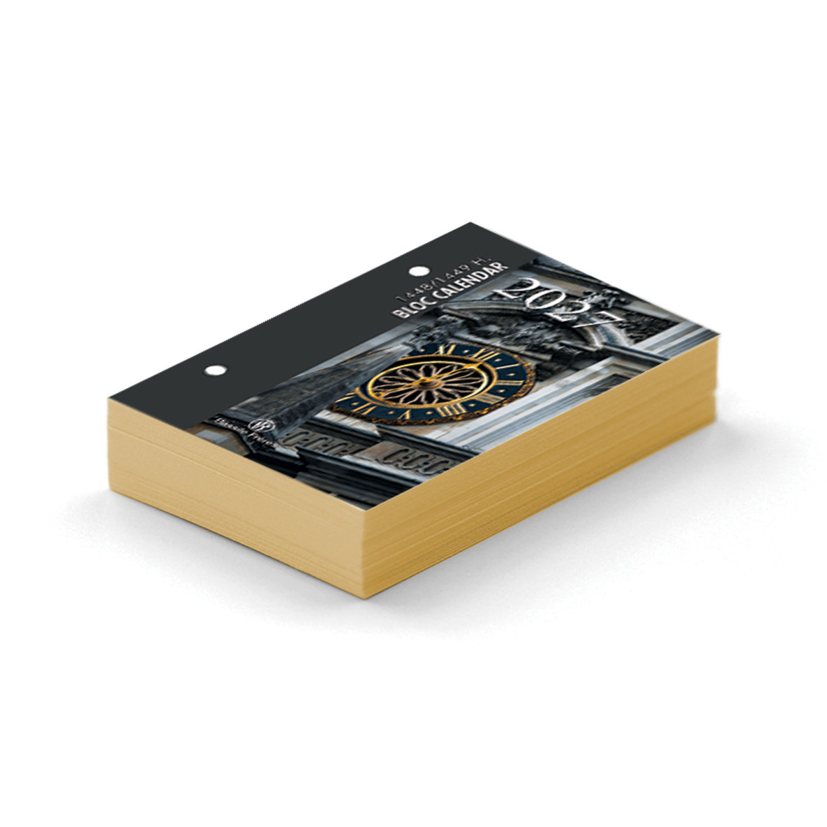 2027  Desk Block Calendar 2 holes gilded 8.5x12cm