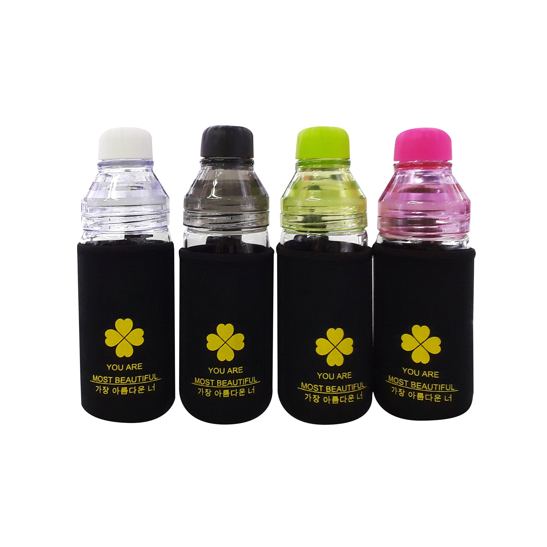 Water Bottle 300ml Plastic with 2 covers 4 colors