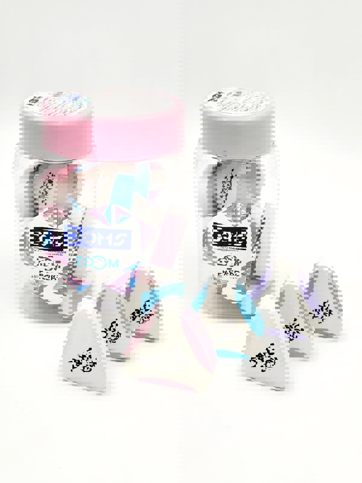 DOMS Zoom Triangle Dust Free Eraser Jar 15 Pcs