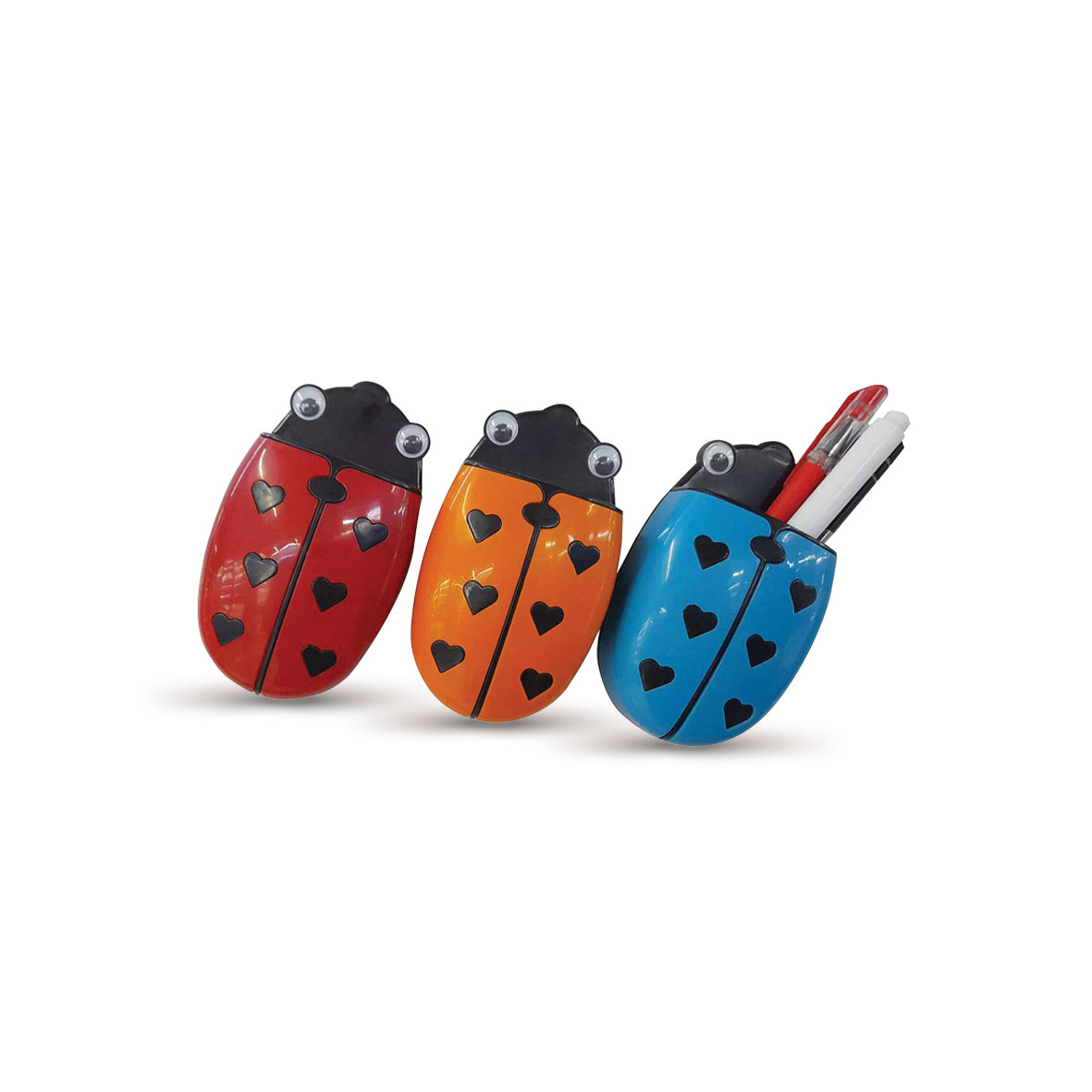 White board eraser LADYBUG w/ pen holder 3 colors