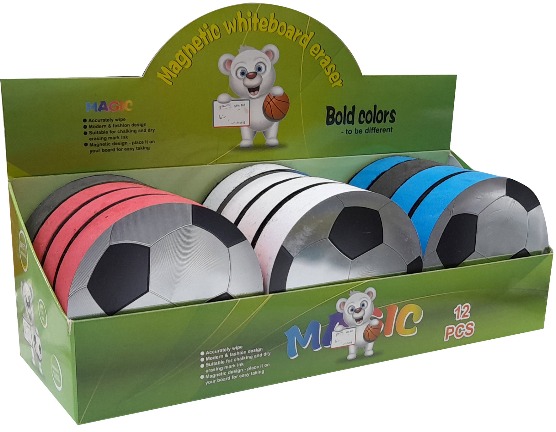 Magnetic white board Eraser FOOTBALL shape in disp