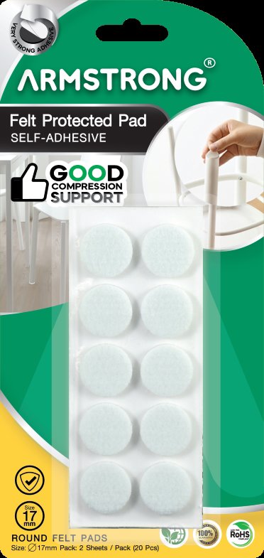 Felt protected Pad 2sheets x20Pcs Round 17mm,White