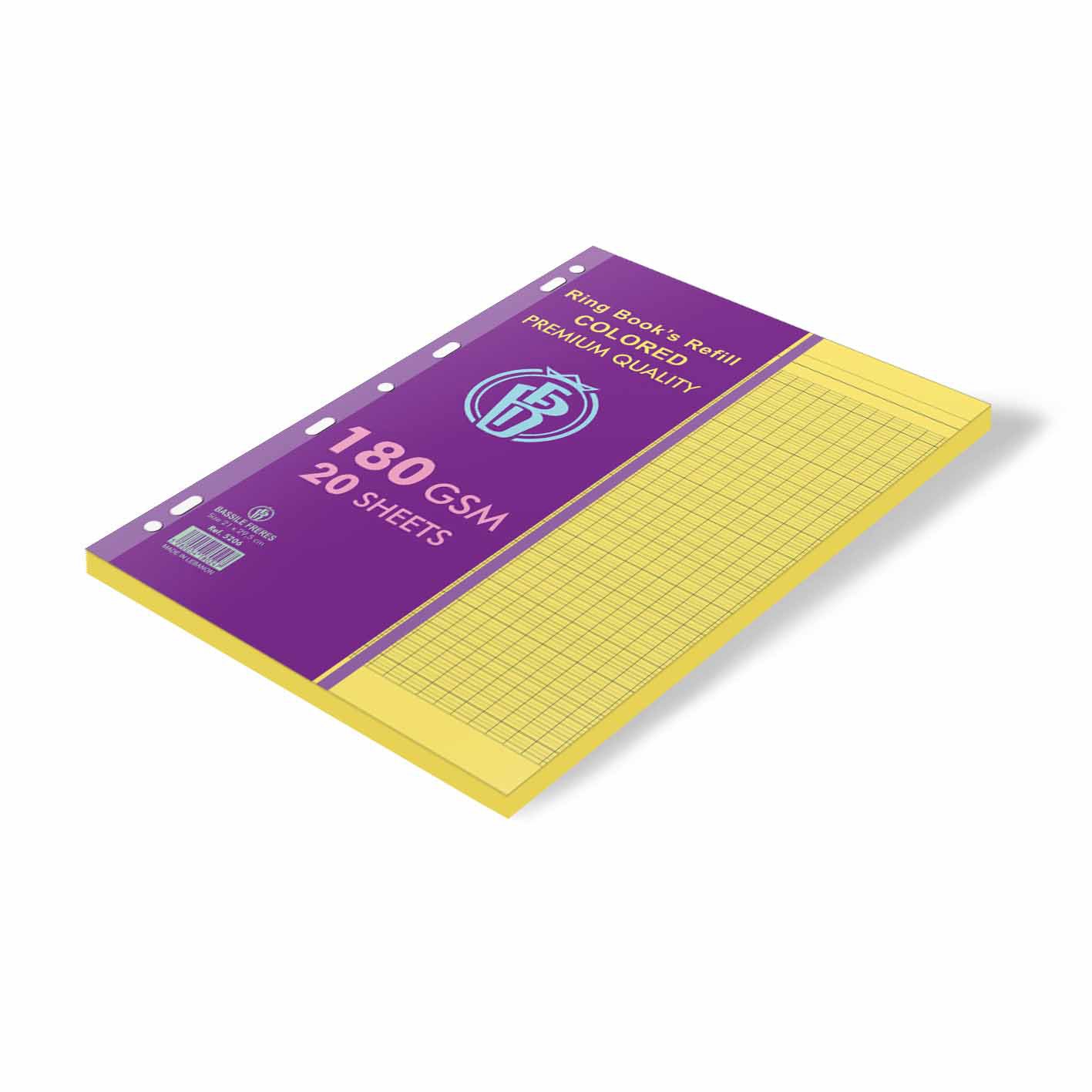 Ringbook Refill Bristol 180g Sey 20sh A4 Yellow