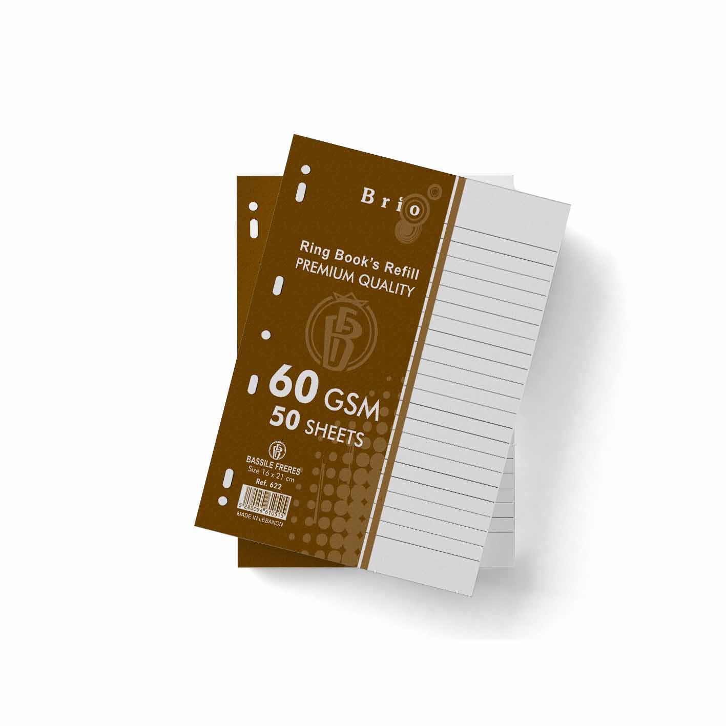 BRIO Ringbook Refill 60g Lin 50sh A5 White
