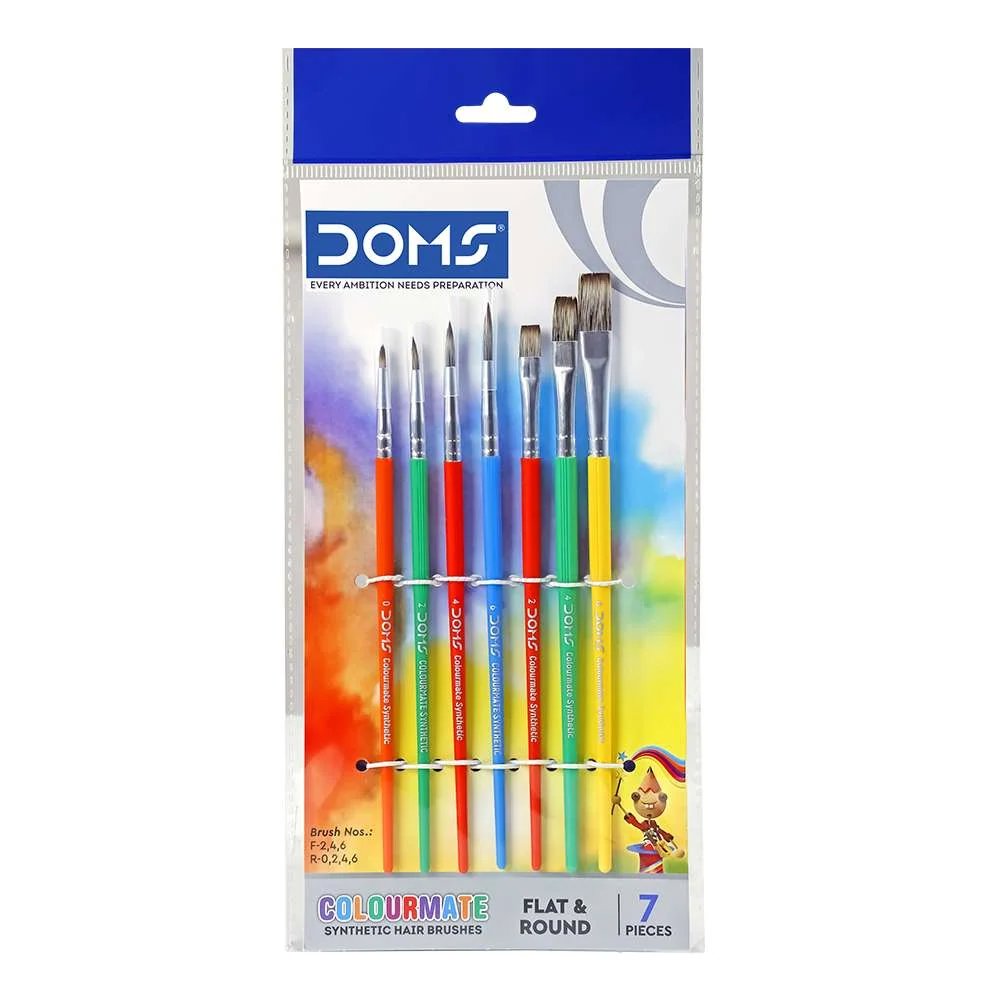 DOMS Colourmate Brushes Flat & Round 7pcs