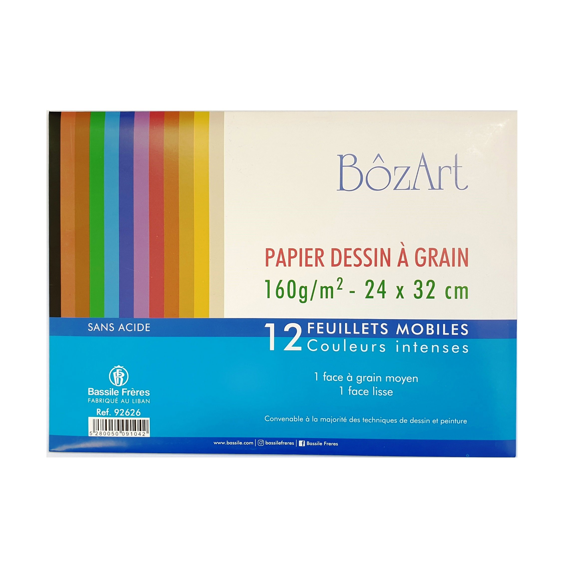 BOZART 12 Drawing Loose sheets 160g 24x32 colored
