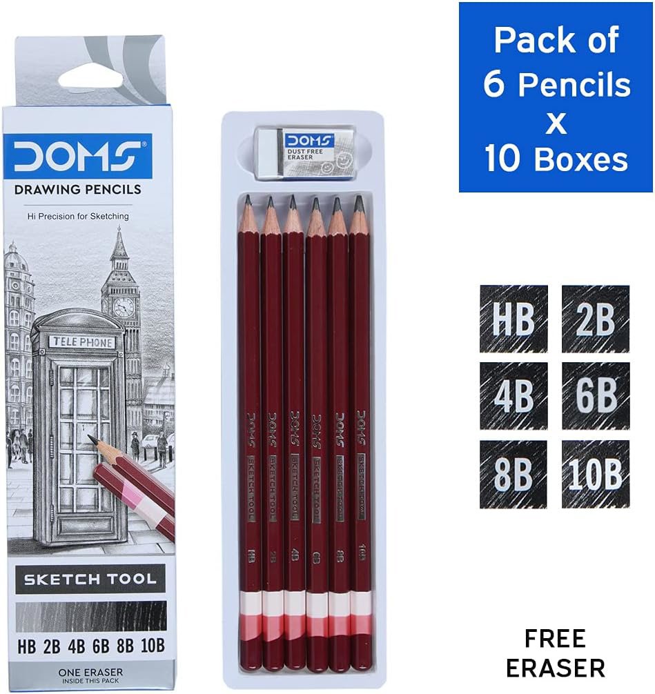 DOMS Drawing Pencil with Eraser (6pcs) Thumbnail