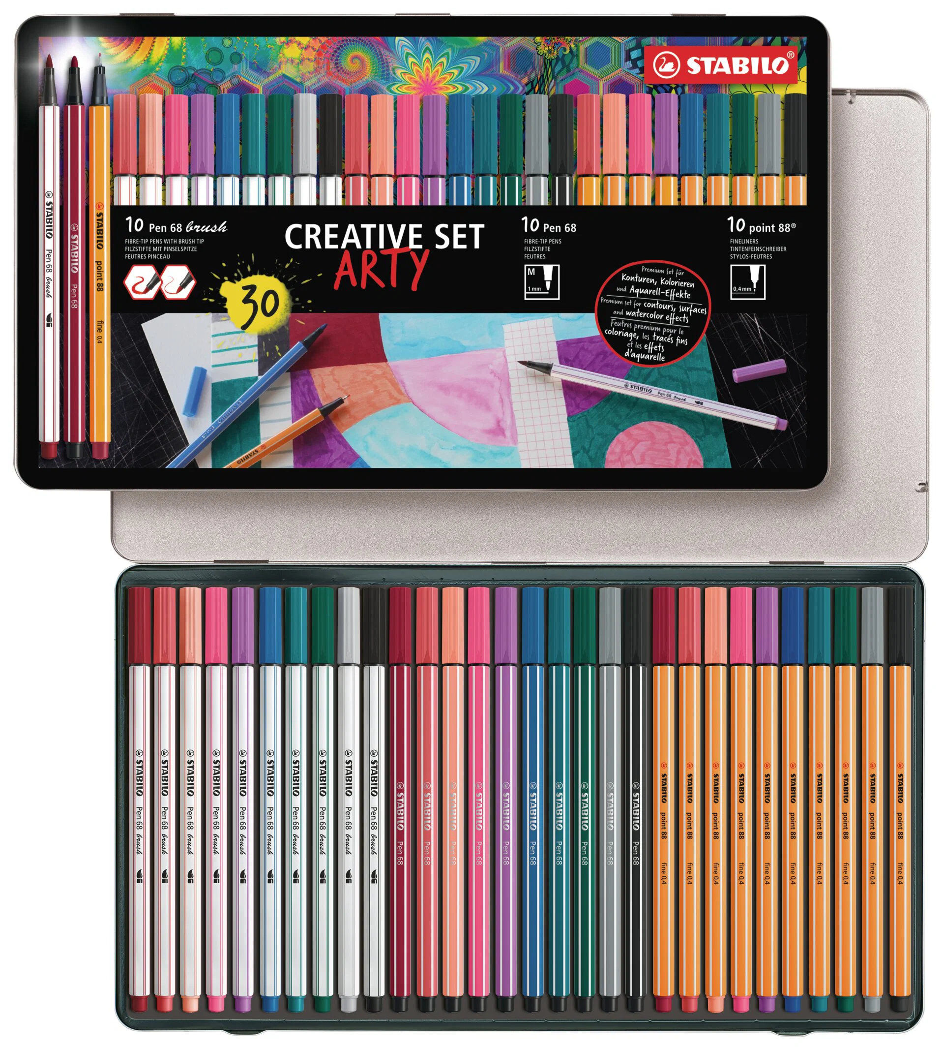 ARTY Metal Case 68-88-Brush Pens 30 Pieces Thumbnail