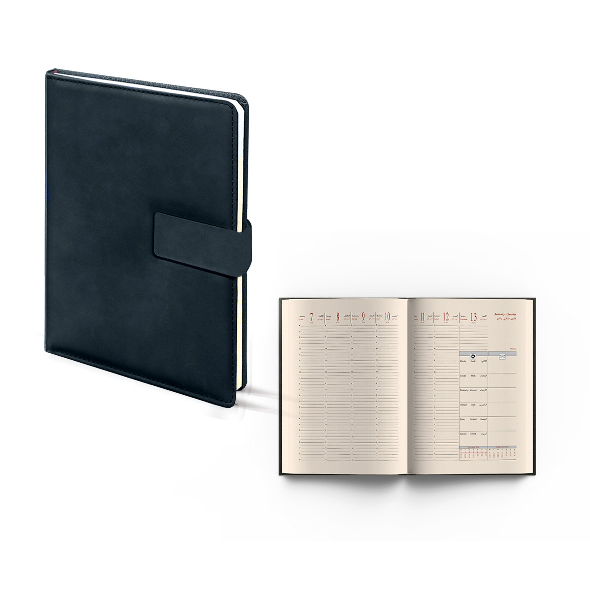 2027 Weekly Diary PU Cover 21x27cm Black