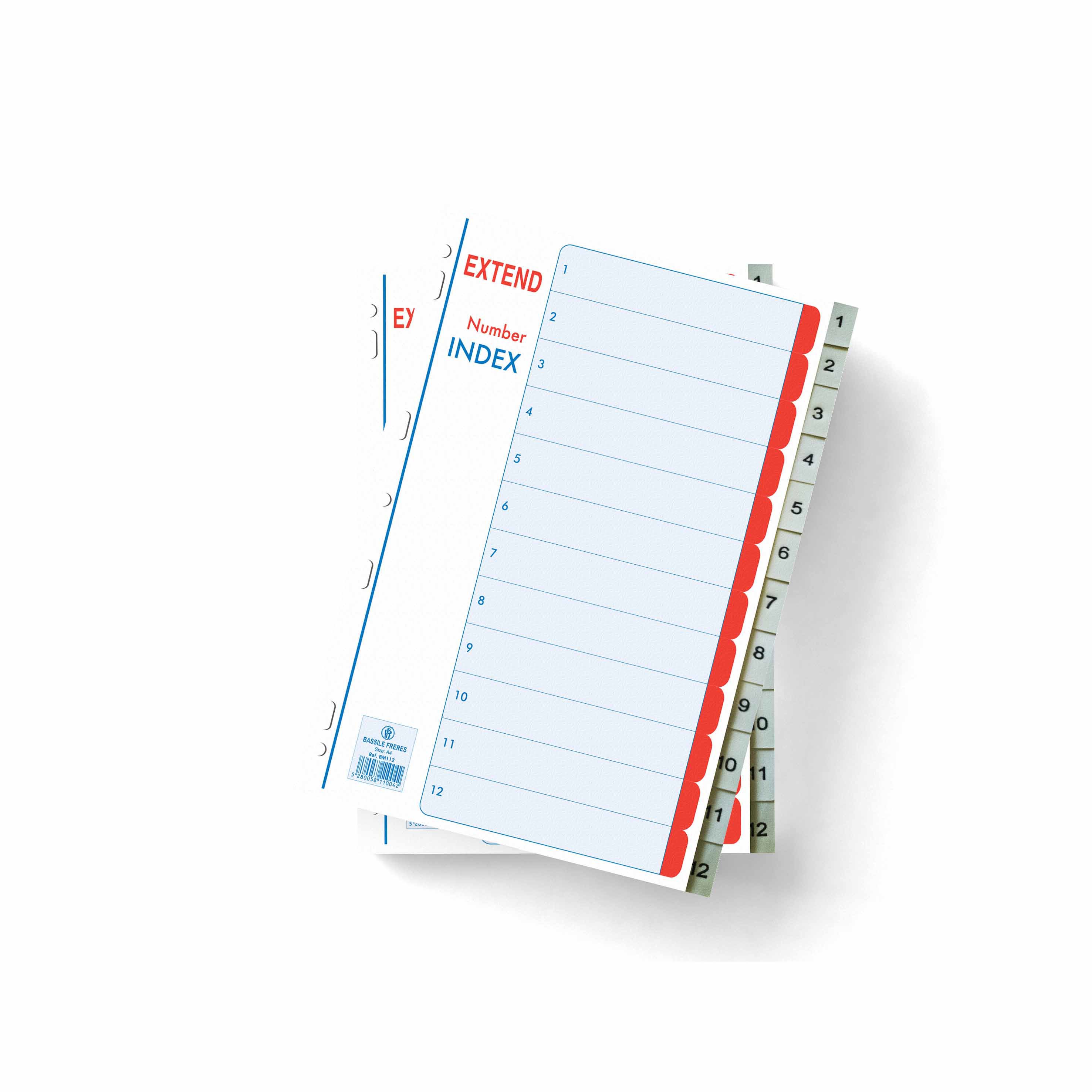 EXTEND Separators PP Index 1-12  A4 Grey