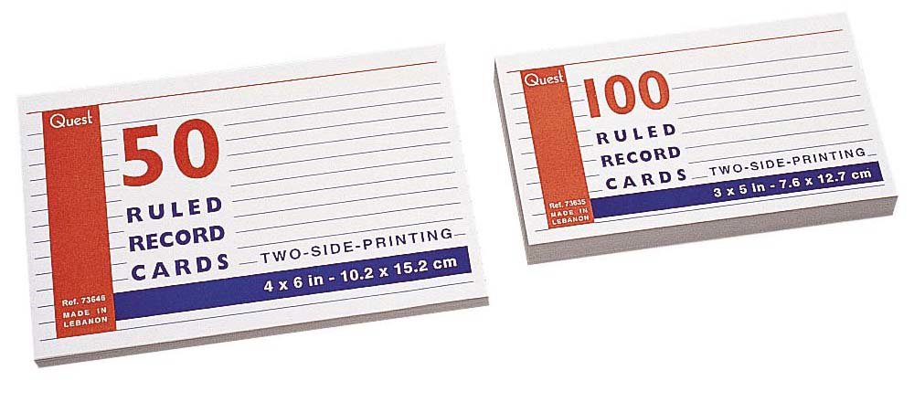 QUEST Record Cards Lines 165g 50sh 10.2 x 15.2 cm