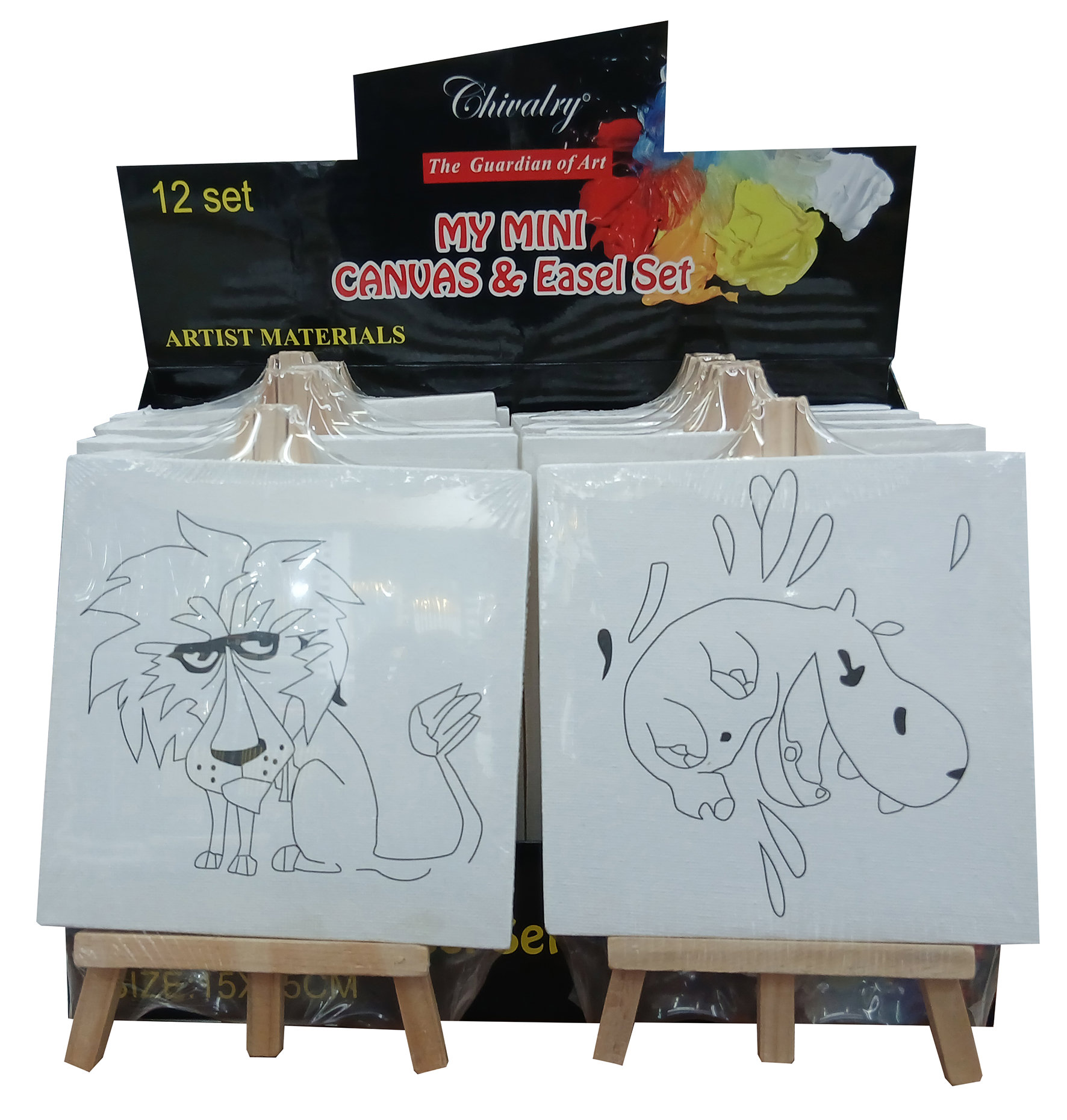 Bozart Easel+Canvas 15x15cm Animal Prints