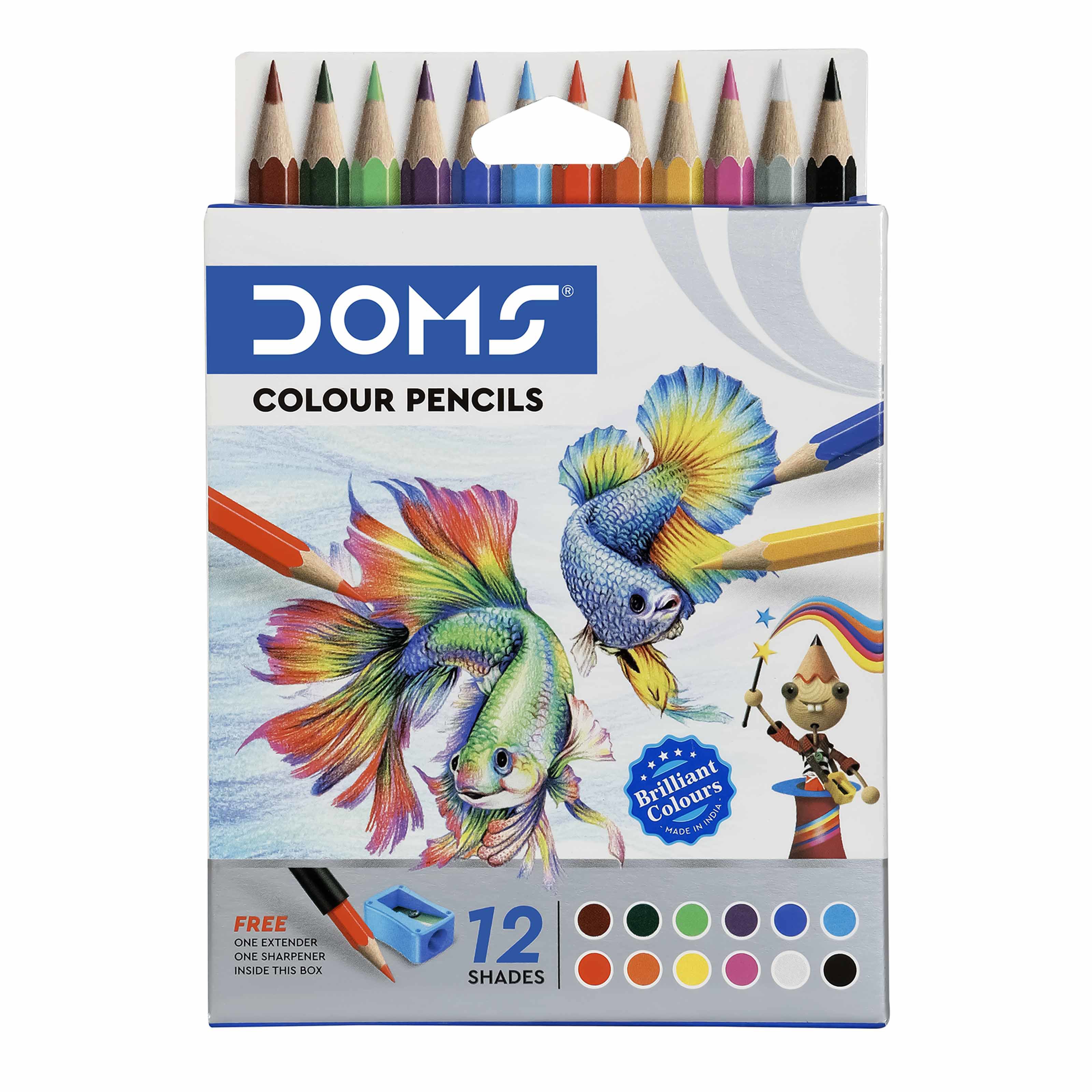 DOMS Short Coloring  Pencils 12colors in cardboard