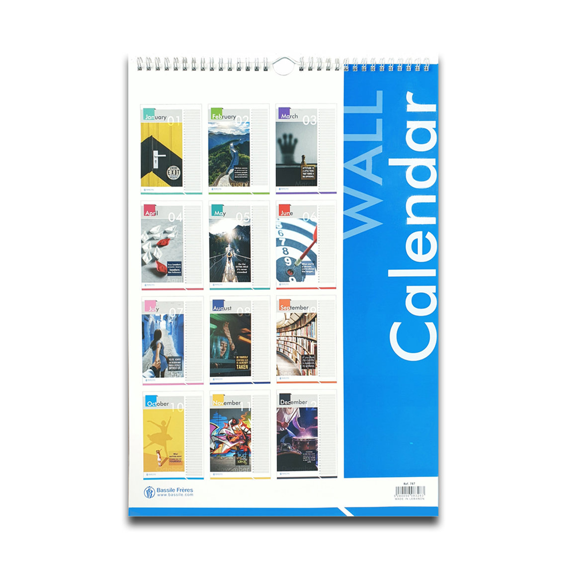 Wall Monthly Calendar Spiraled 29.5 x 42 cm
