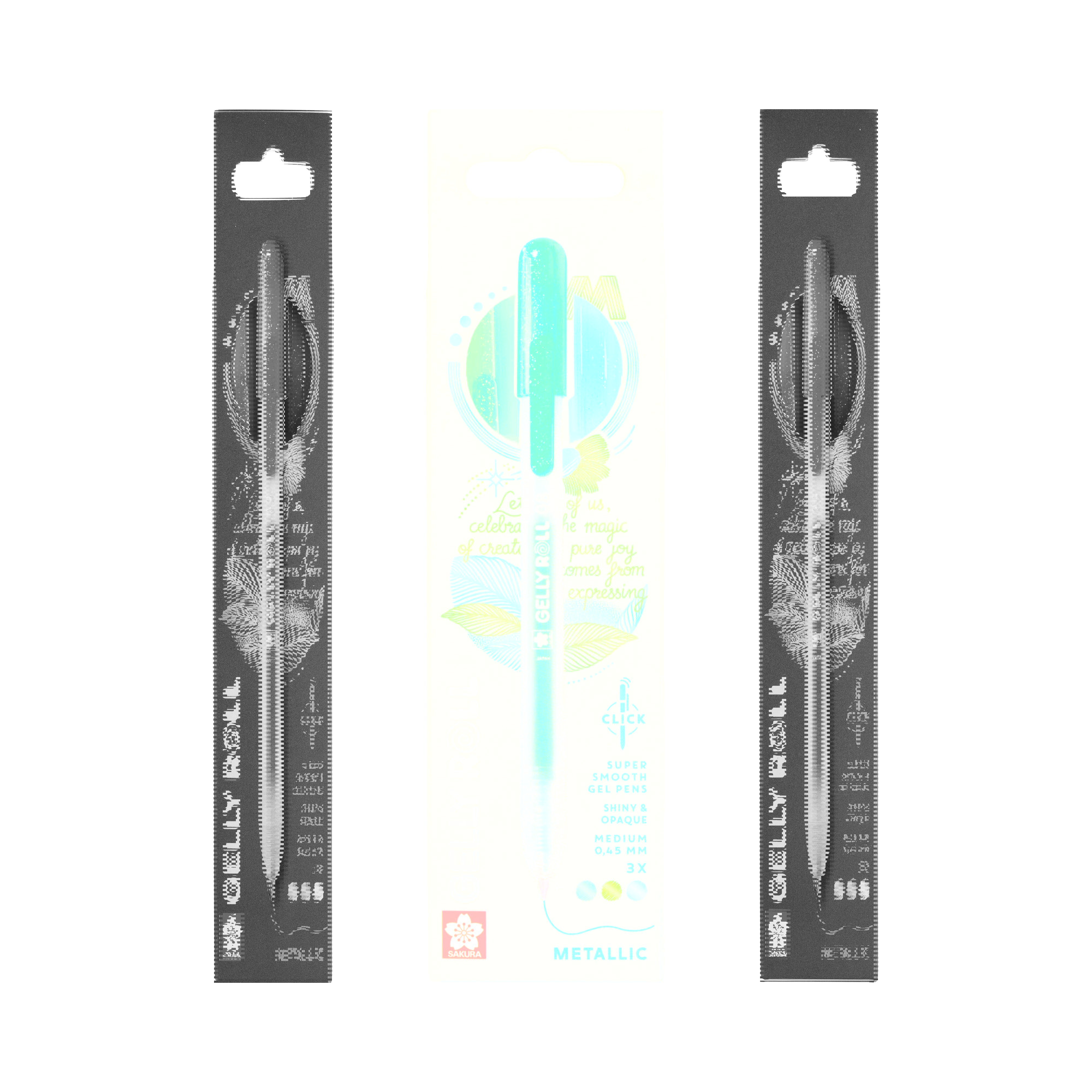 Sakura Gelly Roll Metallic Retractable Gel Pens, 3-Pack Blue-Green-Emerald 1 Set