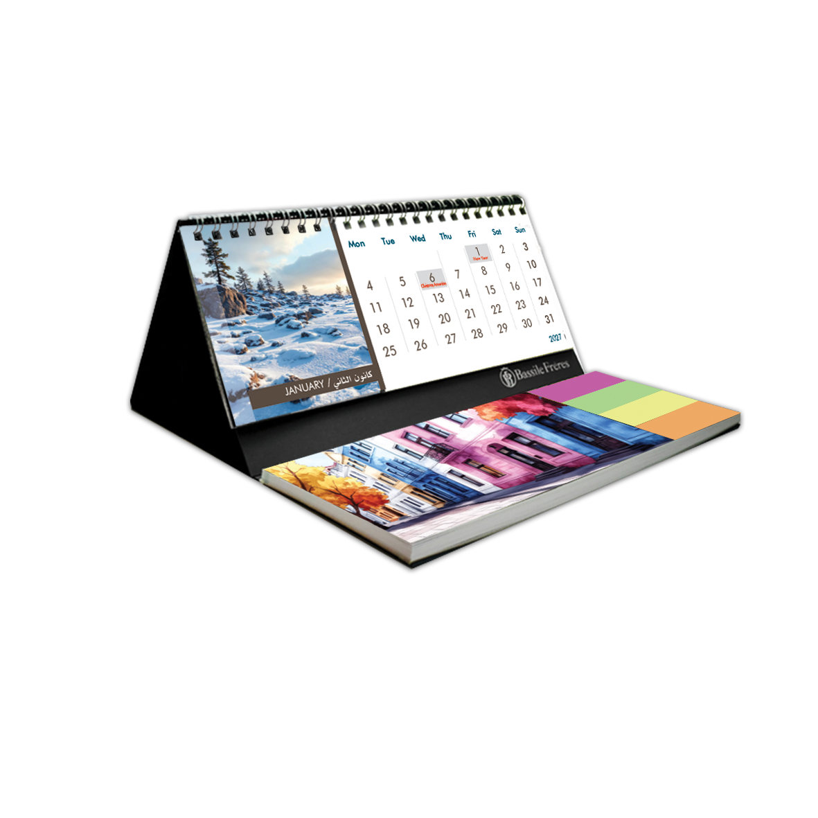 2027 Pyramid Monthly Desk Calendar with Notepad