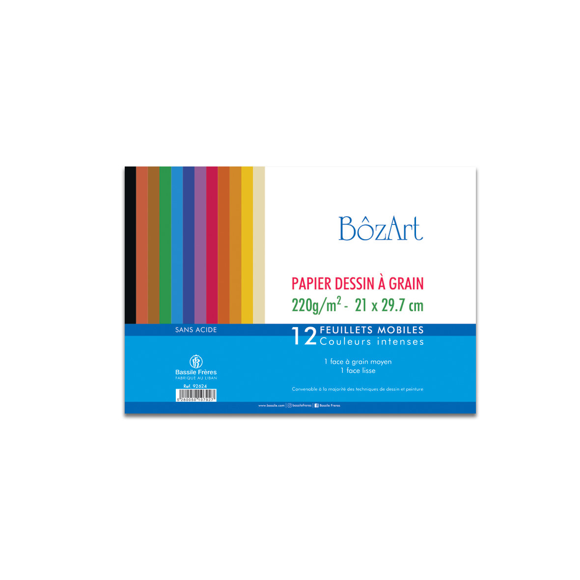 BOZART 12Drawing Loose sheets 160g A4 Colored