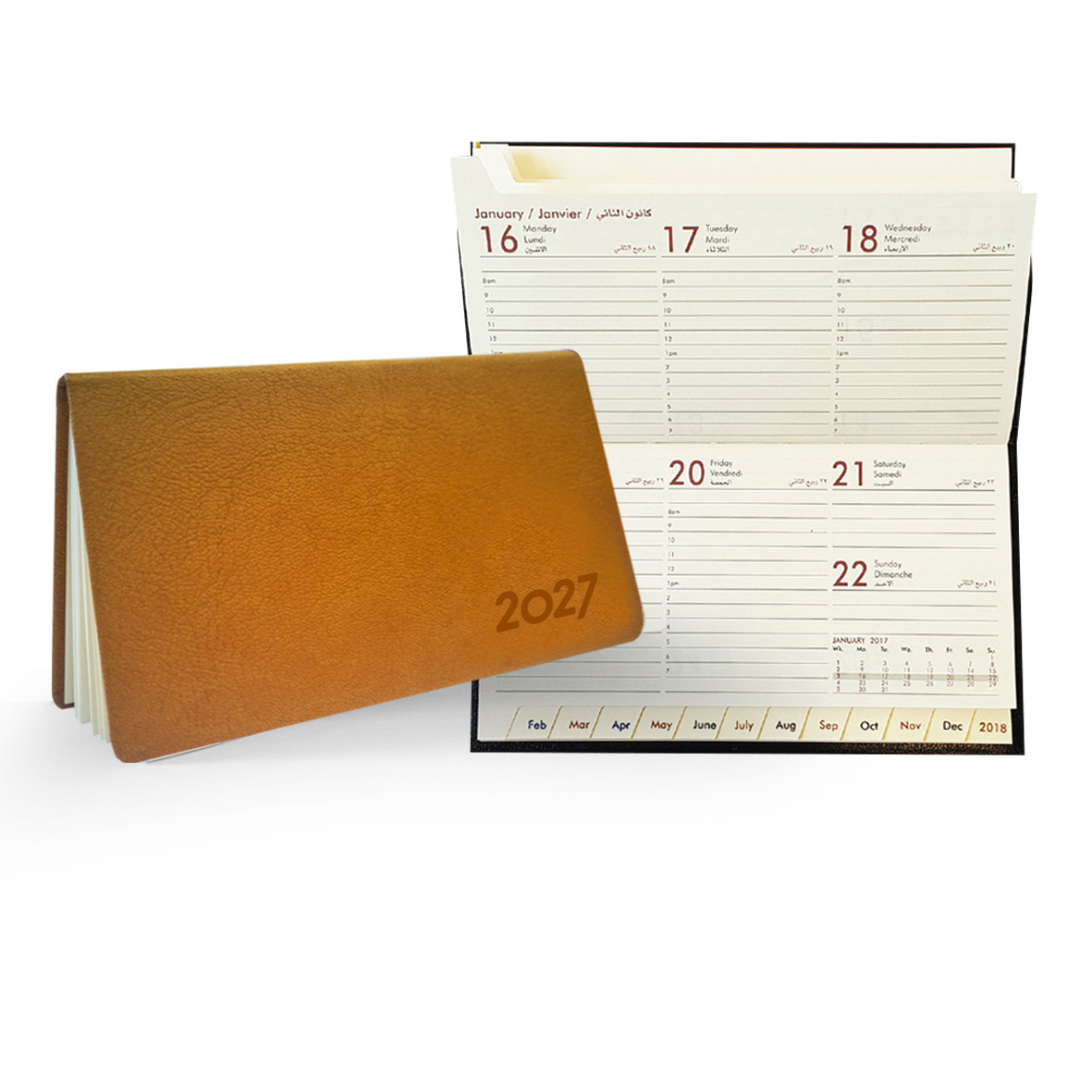 2027 Weekly Pocket Diary PU Cov Landscape 15x9 cm