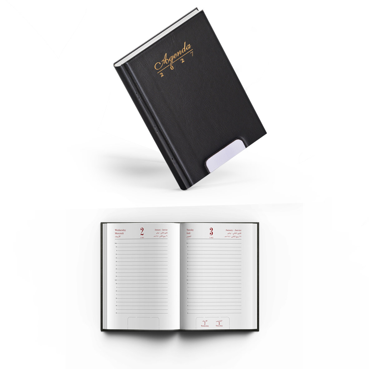 2027 Daily Diary PVC Cov Perfprated Gilded B6
